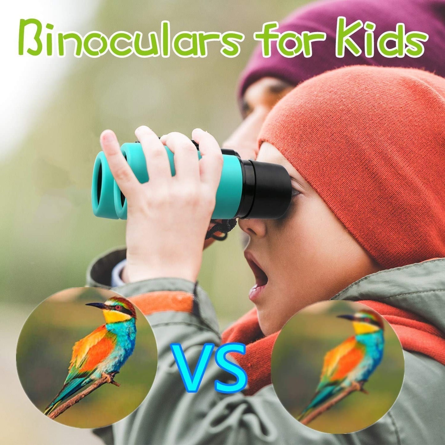 Kids Binoculars Set   Shockproof Toy for Ages 3 12, Bird Watching, Learning, Hik3
