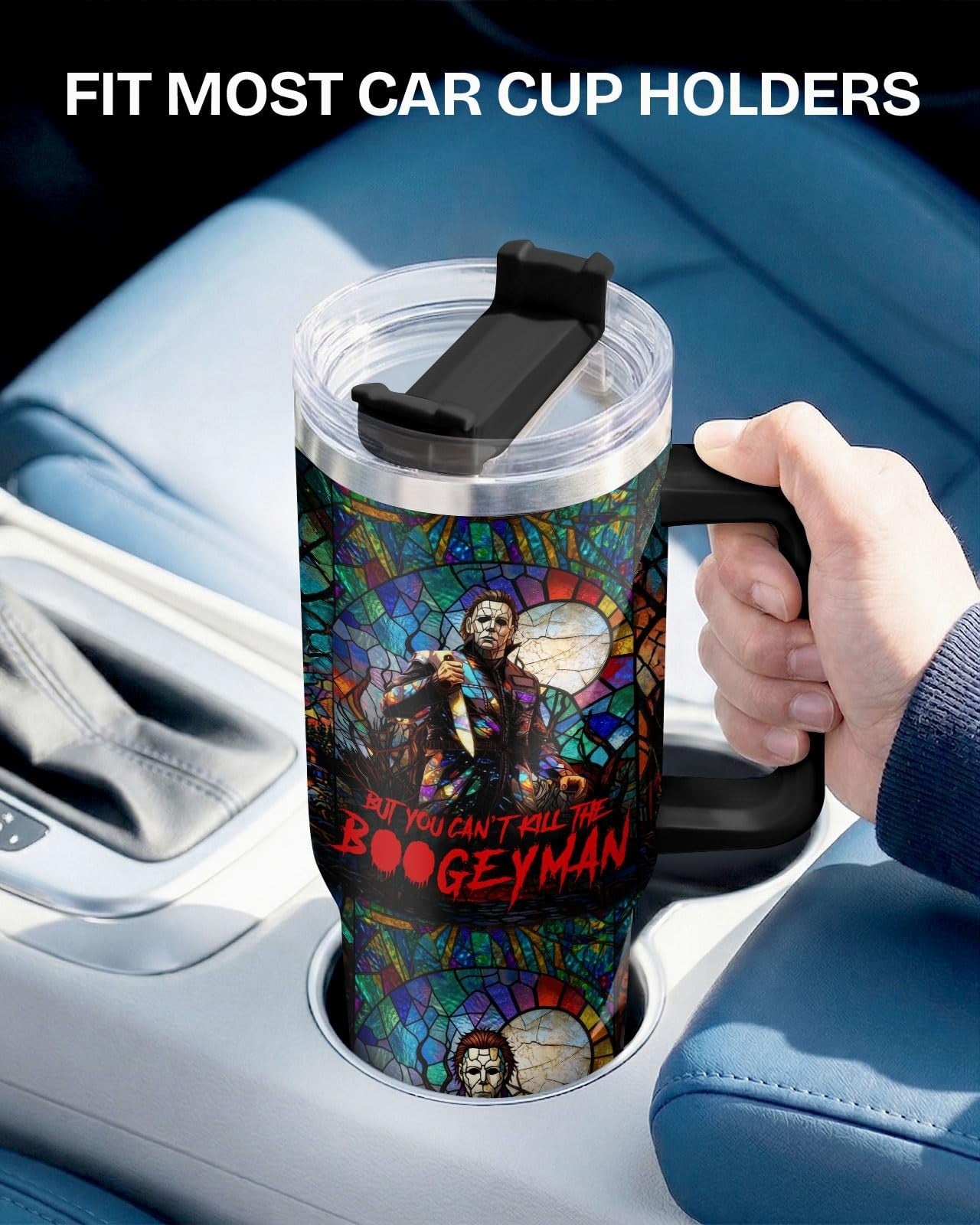 34oz Insulated Gothic Tumbler   Spooky Horror Art Travel Mug for Halloween4