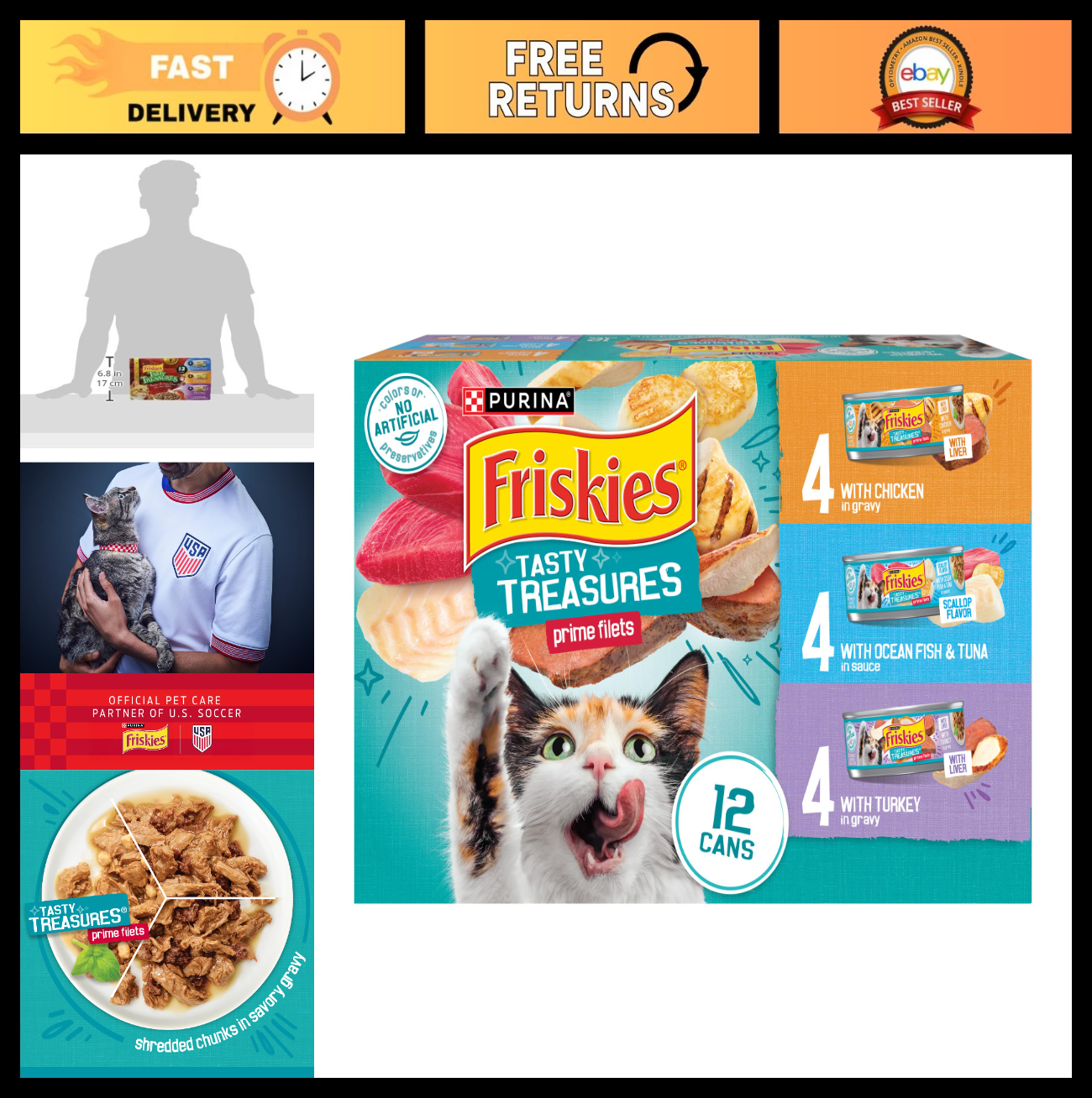 Wet Cat Food Variety Pack   Tasty Treasures Prime Filets, Ocean Fish, Tuna, Chic0