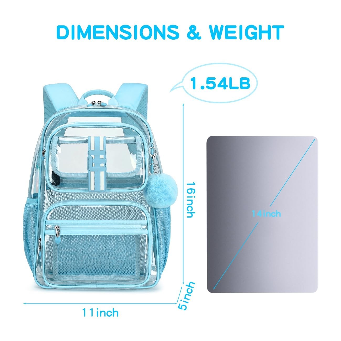 Heavy Duty Clear Backpack for Kids, School Girls Ages 6 10, 16in TPU Book Bag3