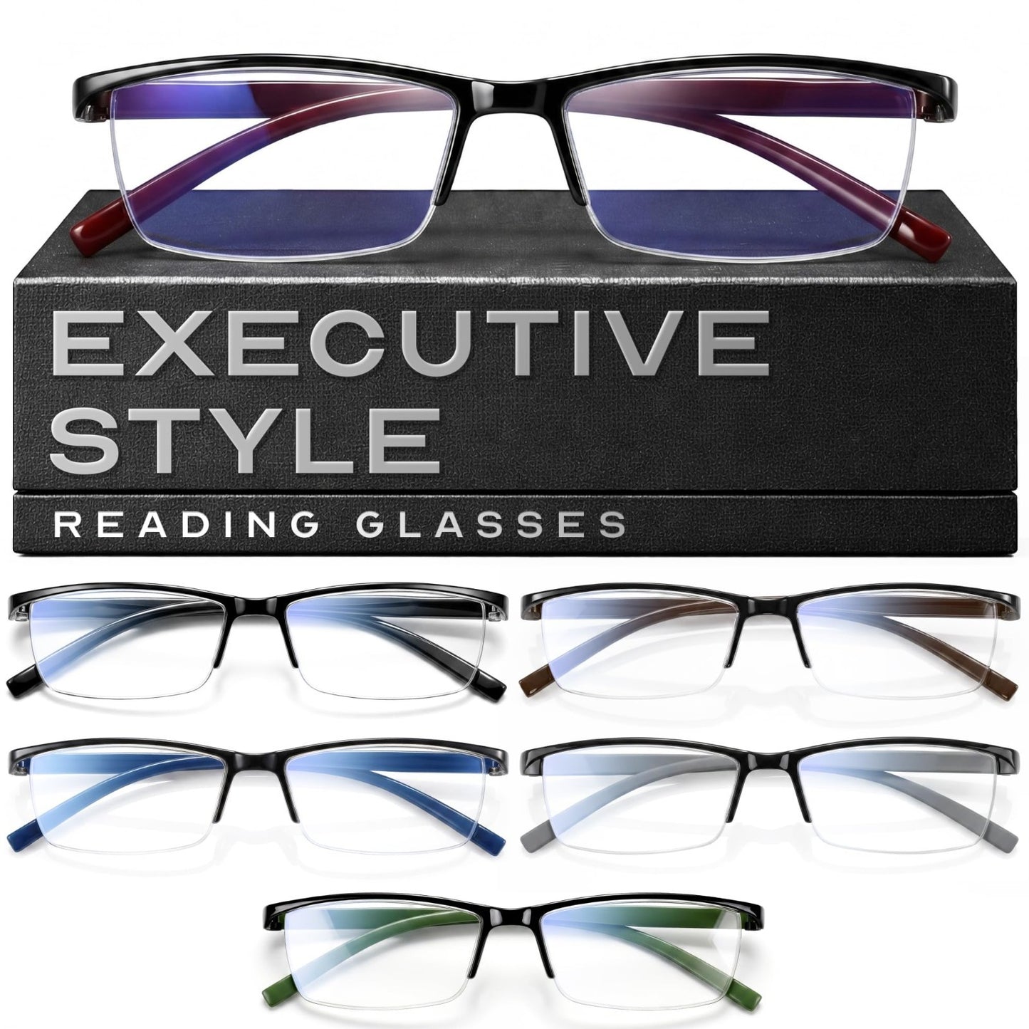Stylish Blue Light Blocking Reading Glasses for Men - Durable TR90 Frames, Comfo1