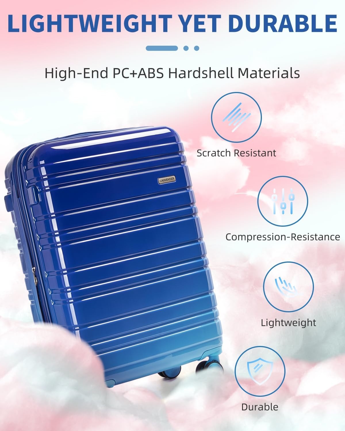 6-Piece Expandable Luggage Set, Lightweight Hardshell Suitcases, TSA Lock, 360°5