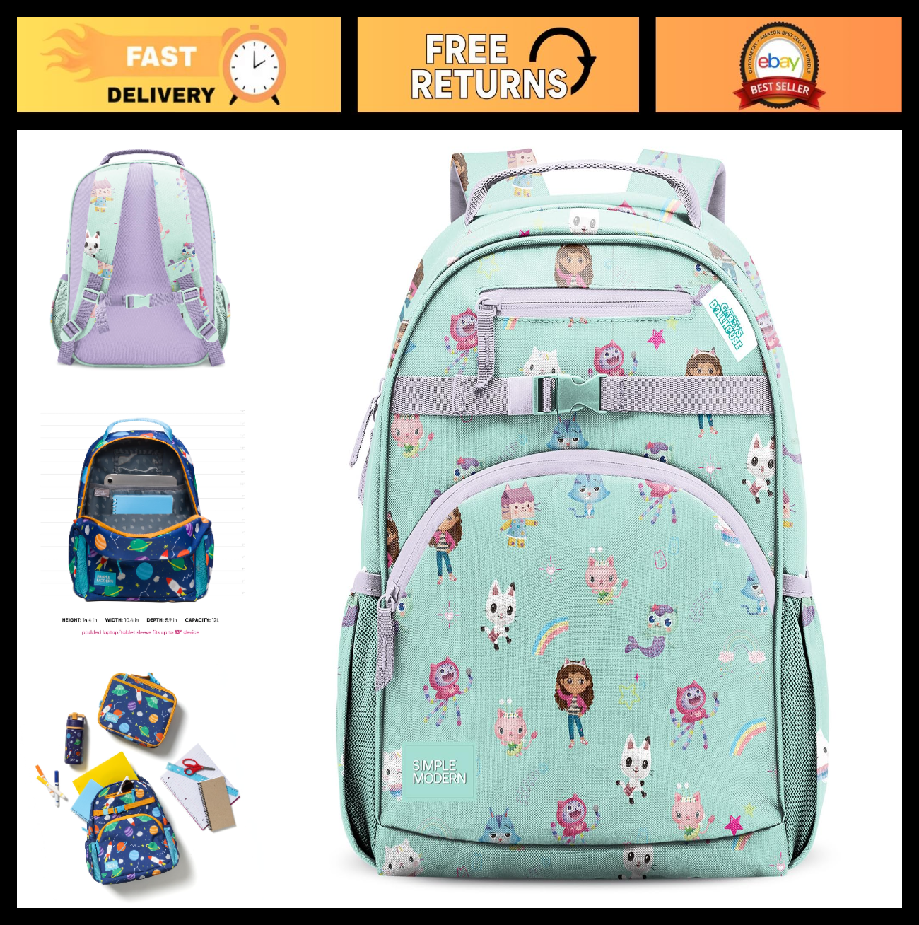 Kids Backpack for School   Gabby's Dollhouse Design, 12L, Girls & Boys, Durable0