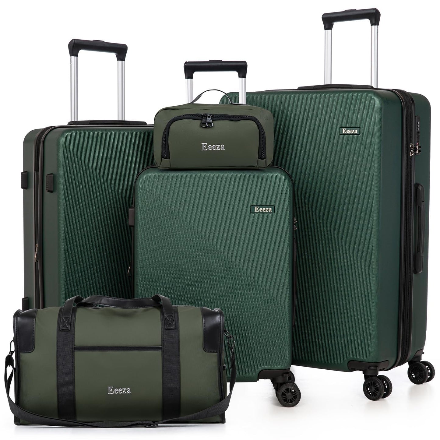 5-Piece Green Hardshell Luggage Set 20/24/28" - ABS Hard Case, Removable Wheels,1