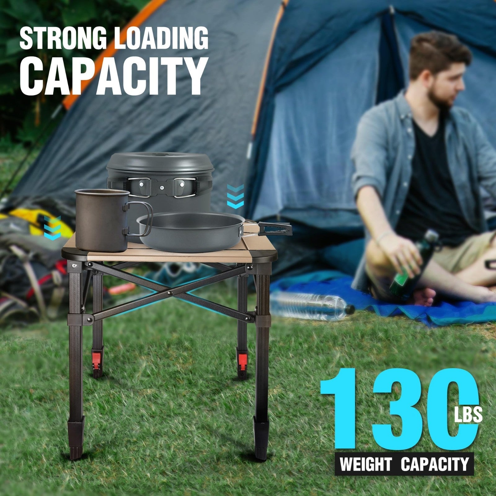 Lightweight Adjustable Folding Camping Table with Carry Bag - Perfect for Outdoo4