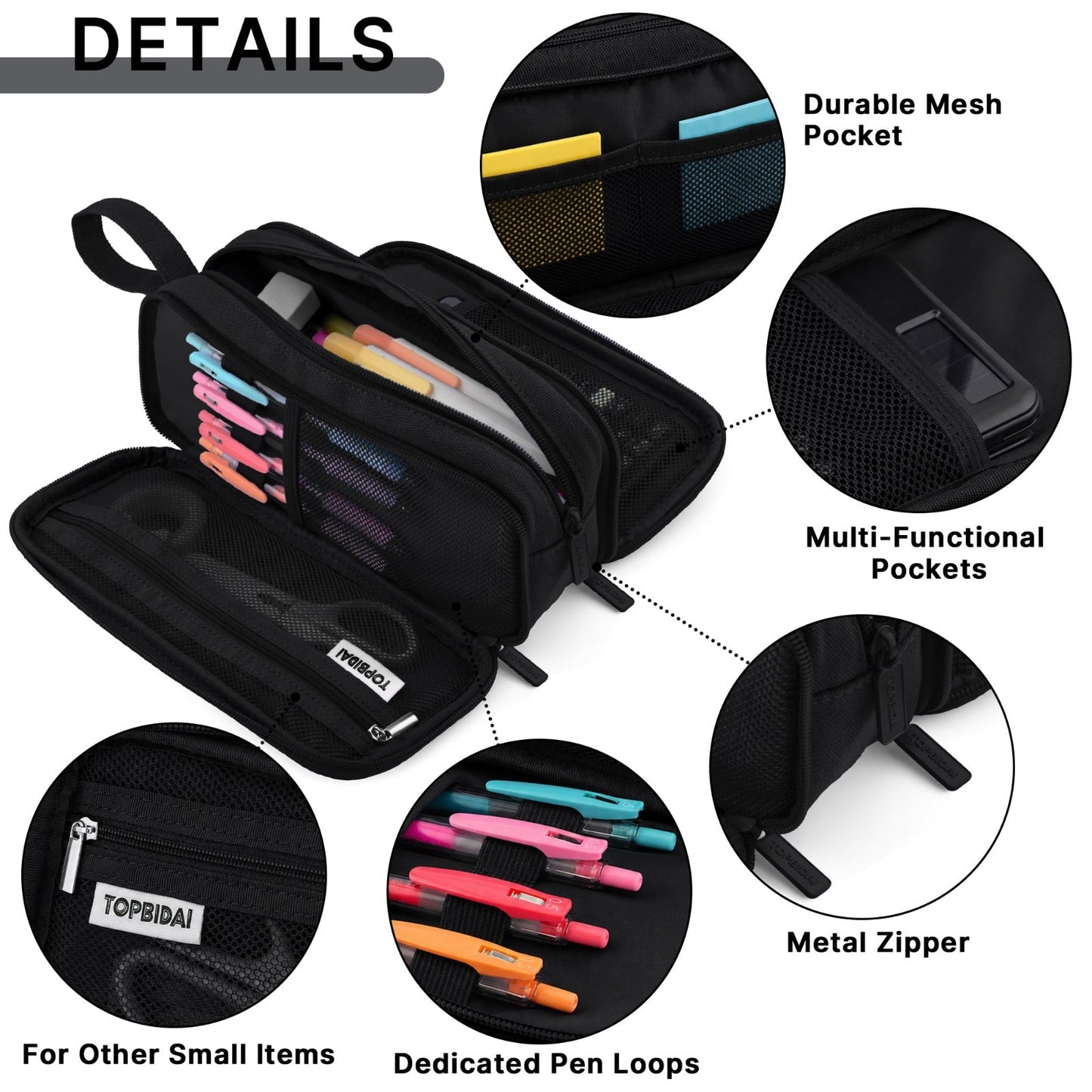 Large Pencil Case Pouch for Kids & Adults   Stylish Storage for School & Office3