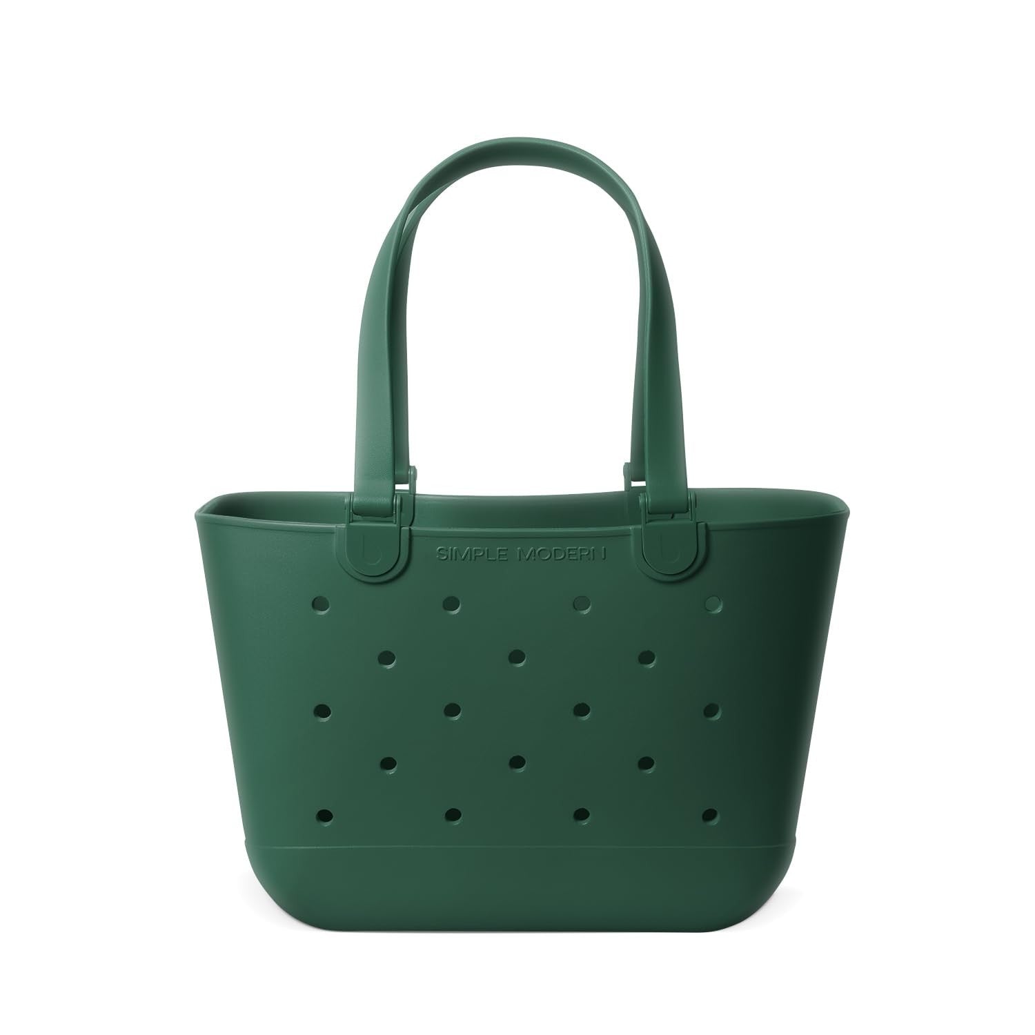 Large Waterproof Rubber Beach Tote Bag - Green Getaway Bag with Zipper Pocket fo1