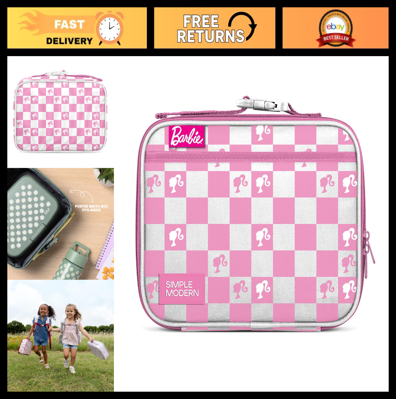 Insulated Kids Lunch Box & Bag Set for School | Cute Bento Box Holder for Girls0