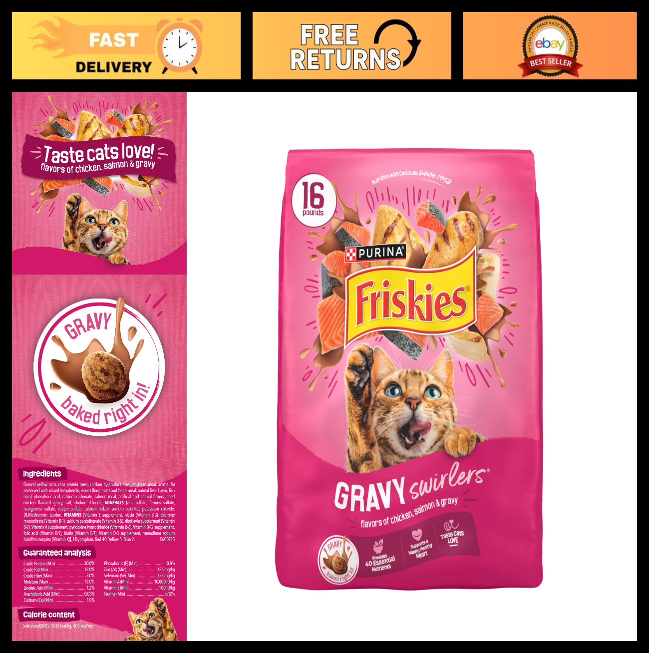 Savory Gravy Swirlers Dry Cat Food with Chicken & Salmon   16 Lb Bag0