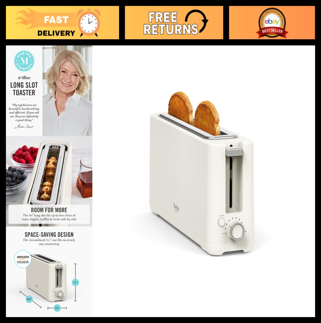 2-Slice Long Slot Toaster - Extra Wide for Sourdough & Bagels, 10 Shade Settings0