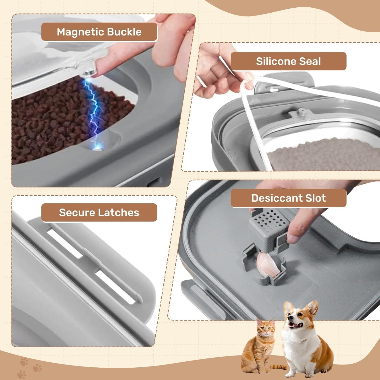 Collapsible Dog Food Storage Container 20LB - 2 Pack with Travel Bowl & Scoop, K5