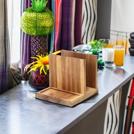 Wooden Napkin Holder Caddy for Salt & Pepper Shakers - Kitchen, Bar, Home Décor5