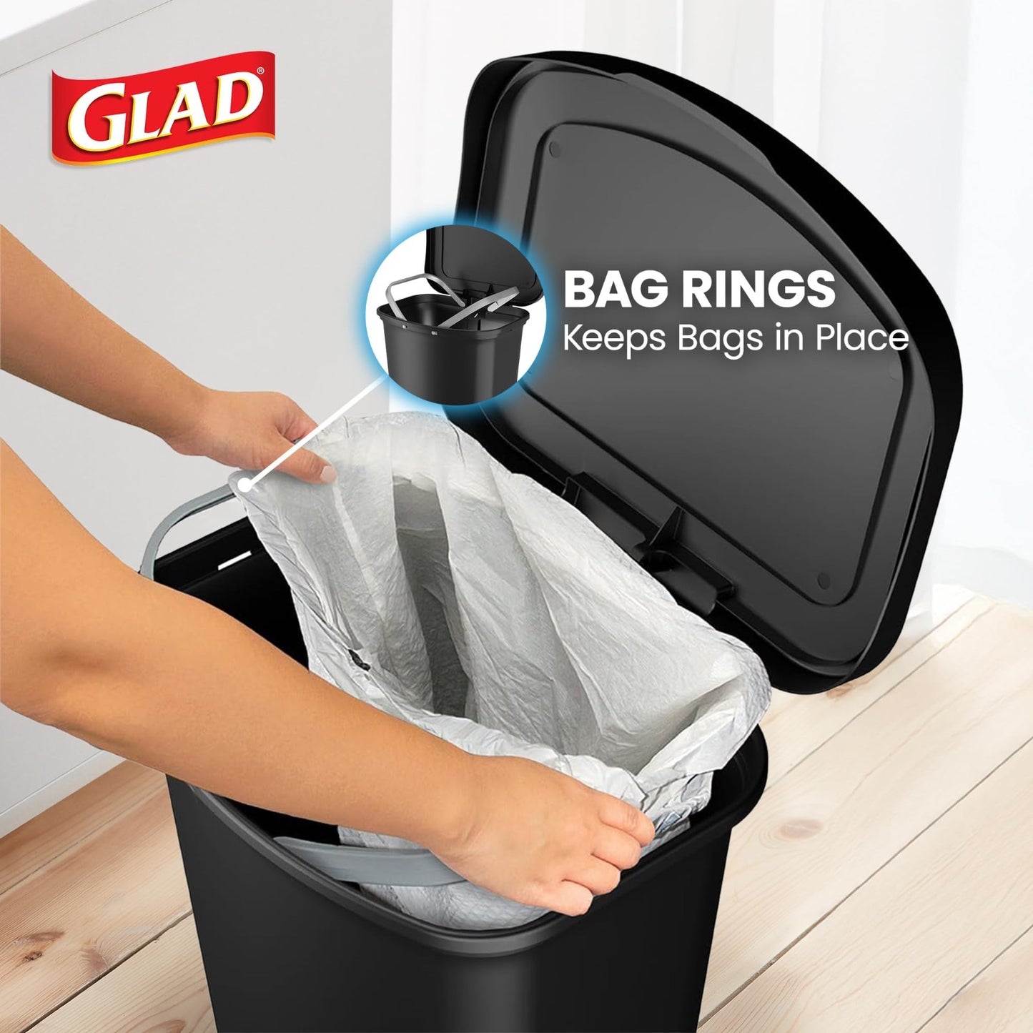 Premium 13 Gallon Trash Can with Clorox Odor Control, Hands-Free Pedal, Black4
