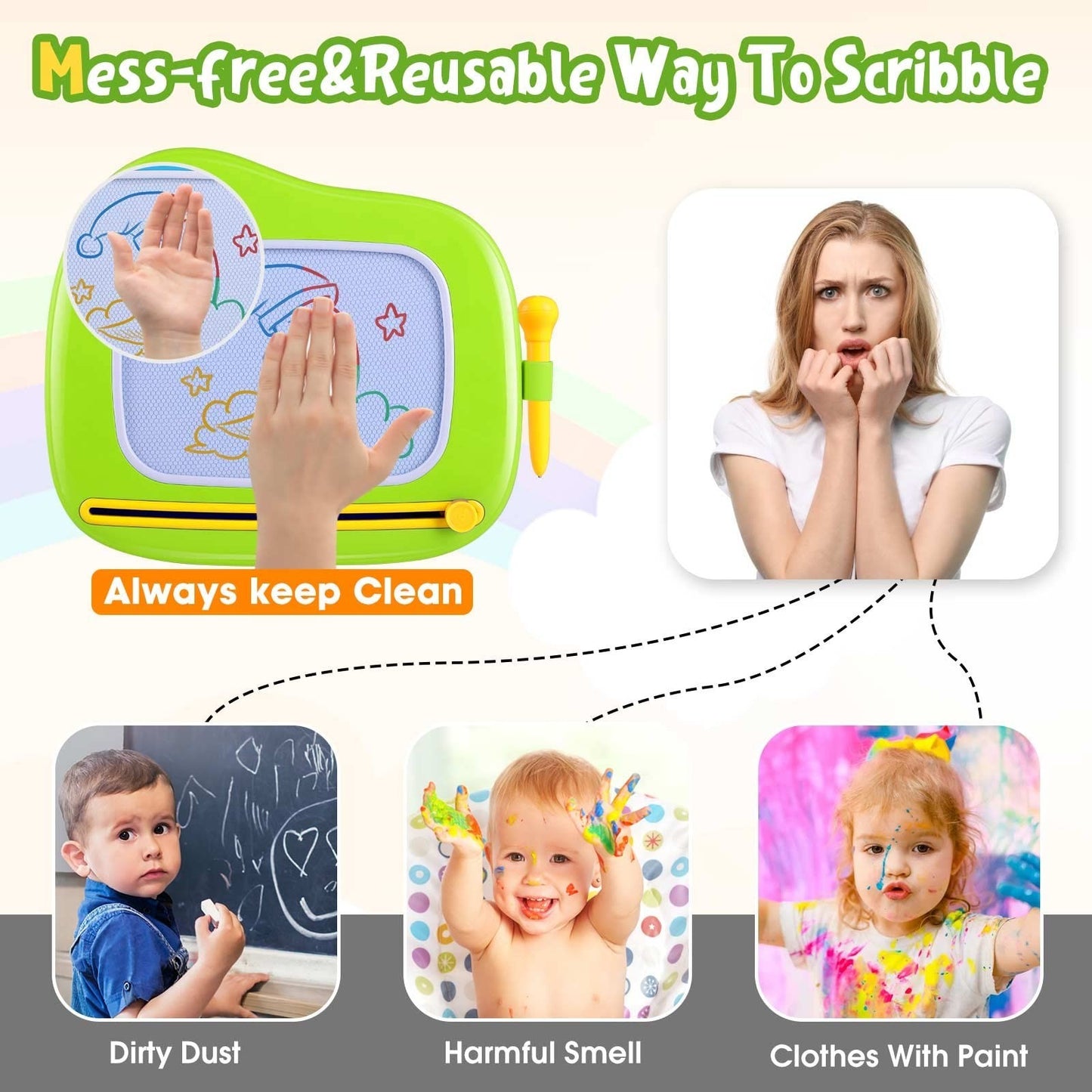 Magnetic Drawing Doodle Board for Toddlers 1-3 Years - Educational Learning Toy,2
