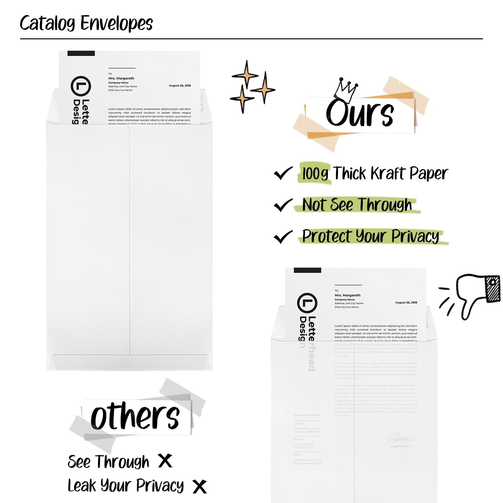 250 Pack White 6x9 Catalog Envelopes | Gummed Seal Open End Mailers for Letters,4