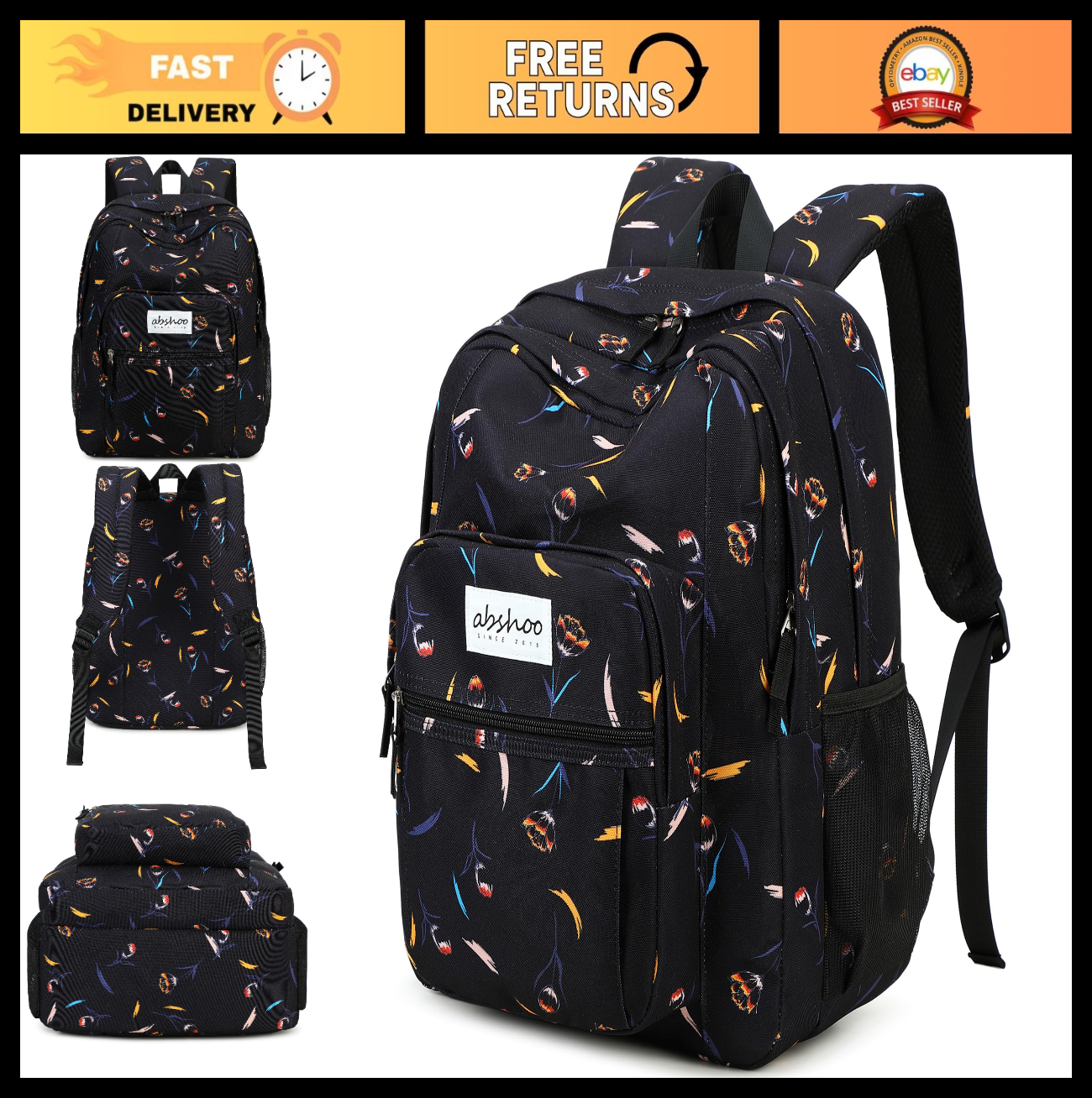 Floral Women's School Backpack   Water Resistant Bookbag for College & Teens0