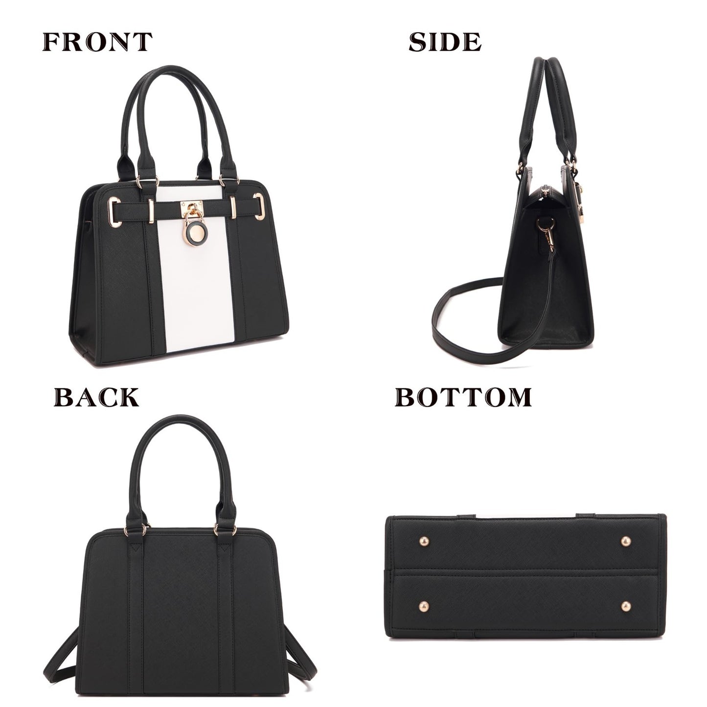 Stylish Women's Structured Satchel Tote Handbag Set with RFID Wallet - Fashionab3