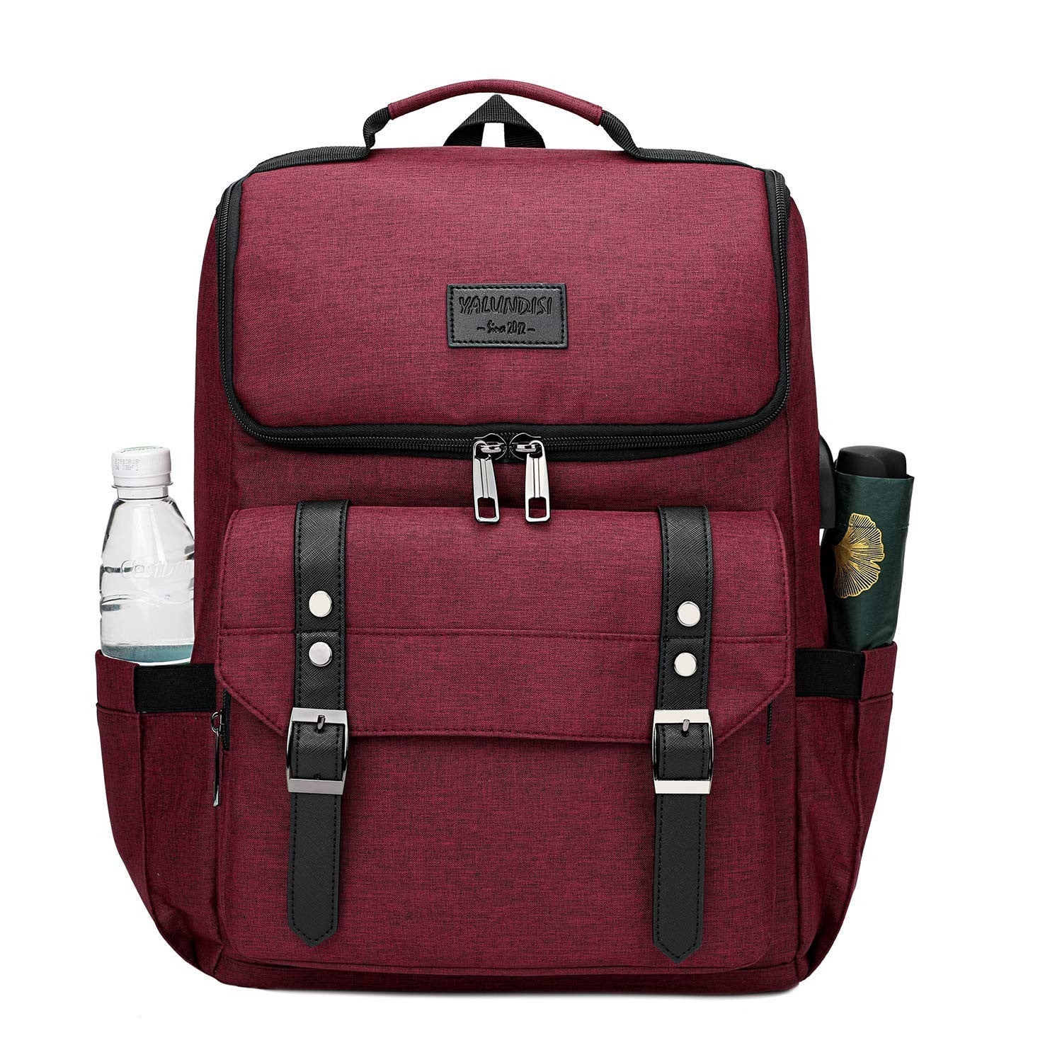 Vintage Travel Laptop Backpack with USB Charging Port for 15.6" Laptops - Red2
