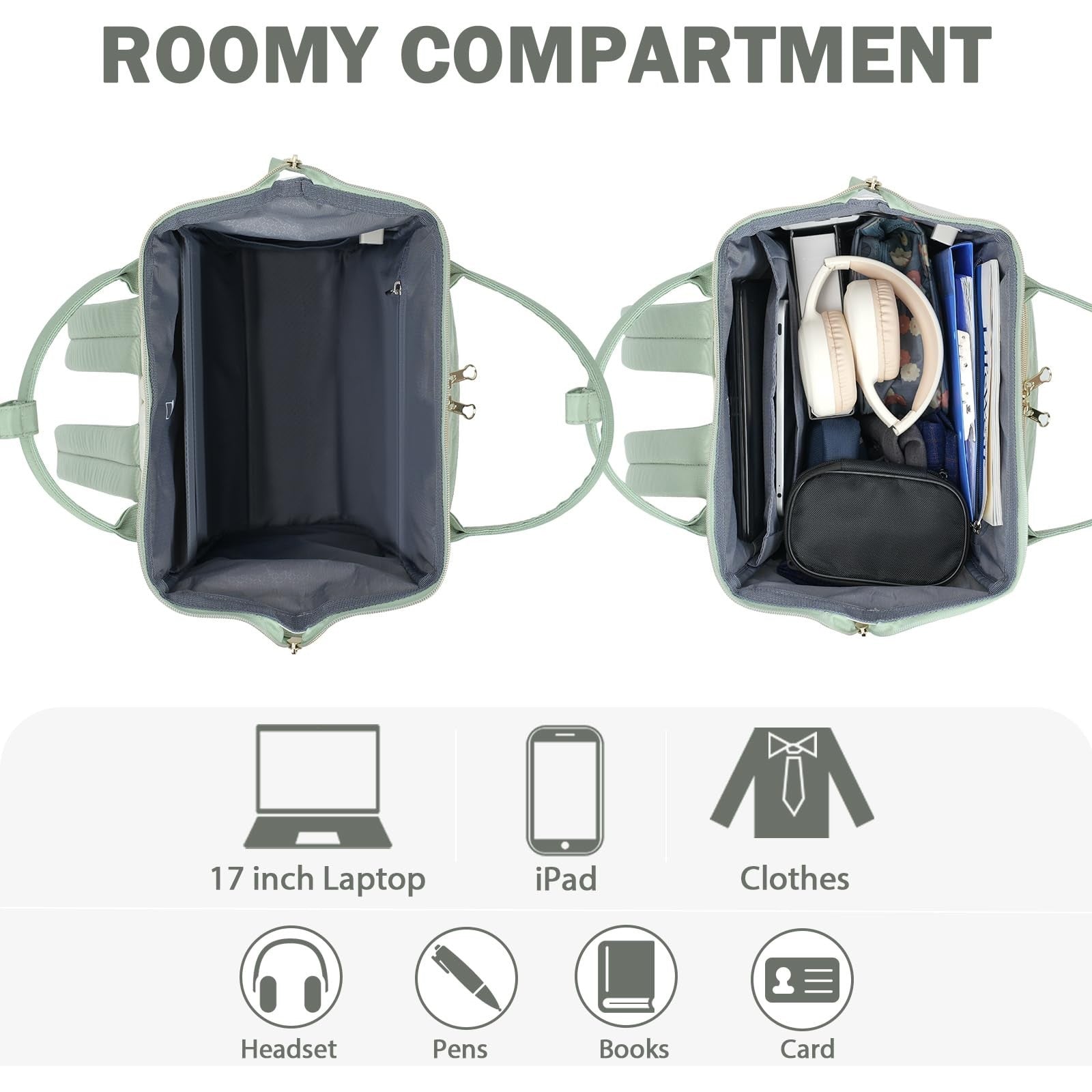 Stylish 17" Water-Repellent Laptop Backpack for College, Travel & Work - Beige/L5