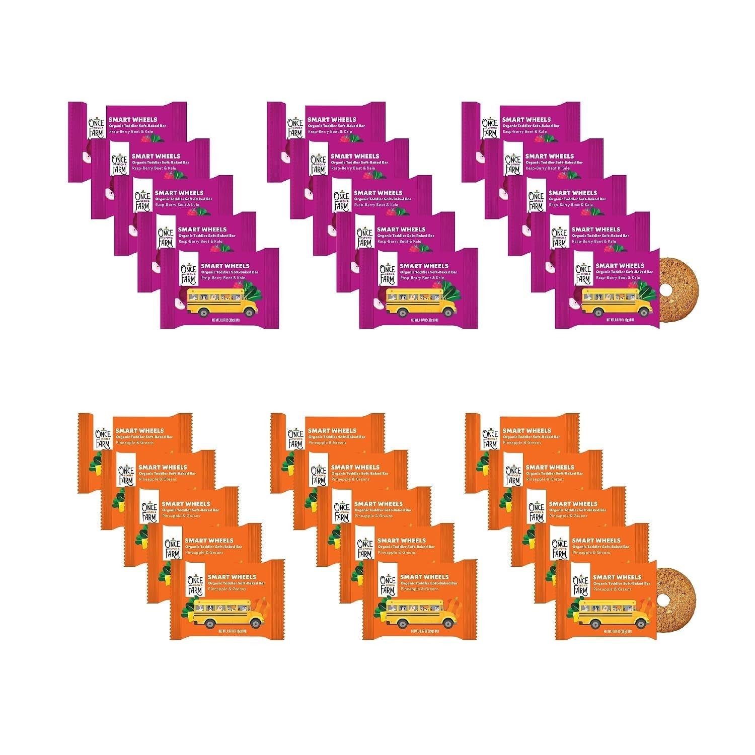 Organic Smart Wheels Bars Variety Pack - Pineapple Raspberry & Greens, Non-GMO,1