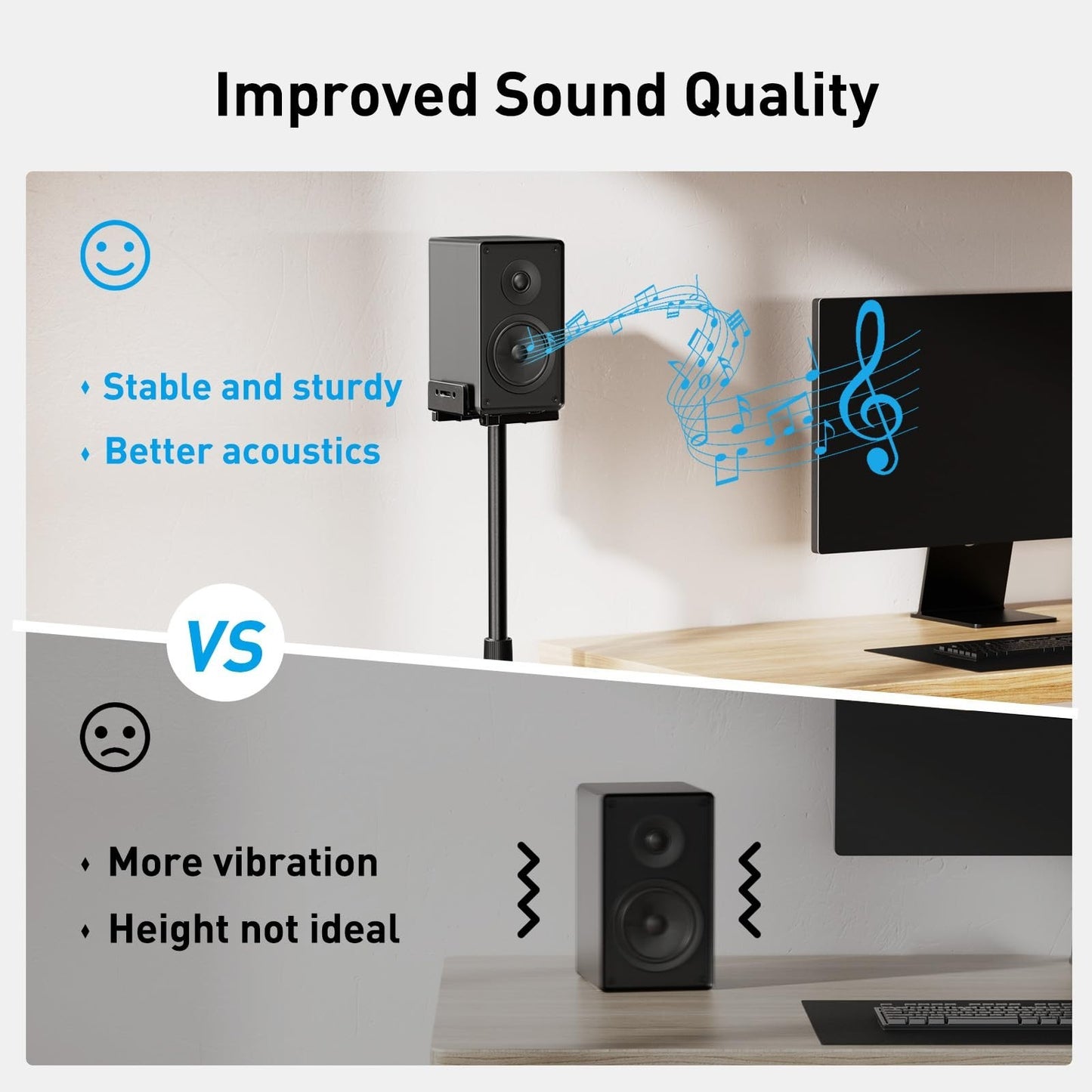 Universal Adjustable Speaker Stands for Surround Sound   33.3” to 45.1”, Floor M6