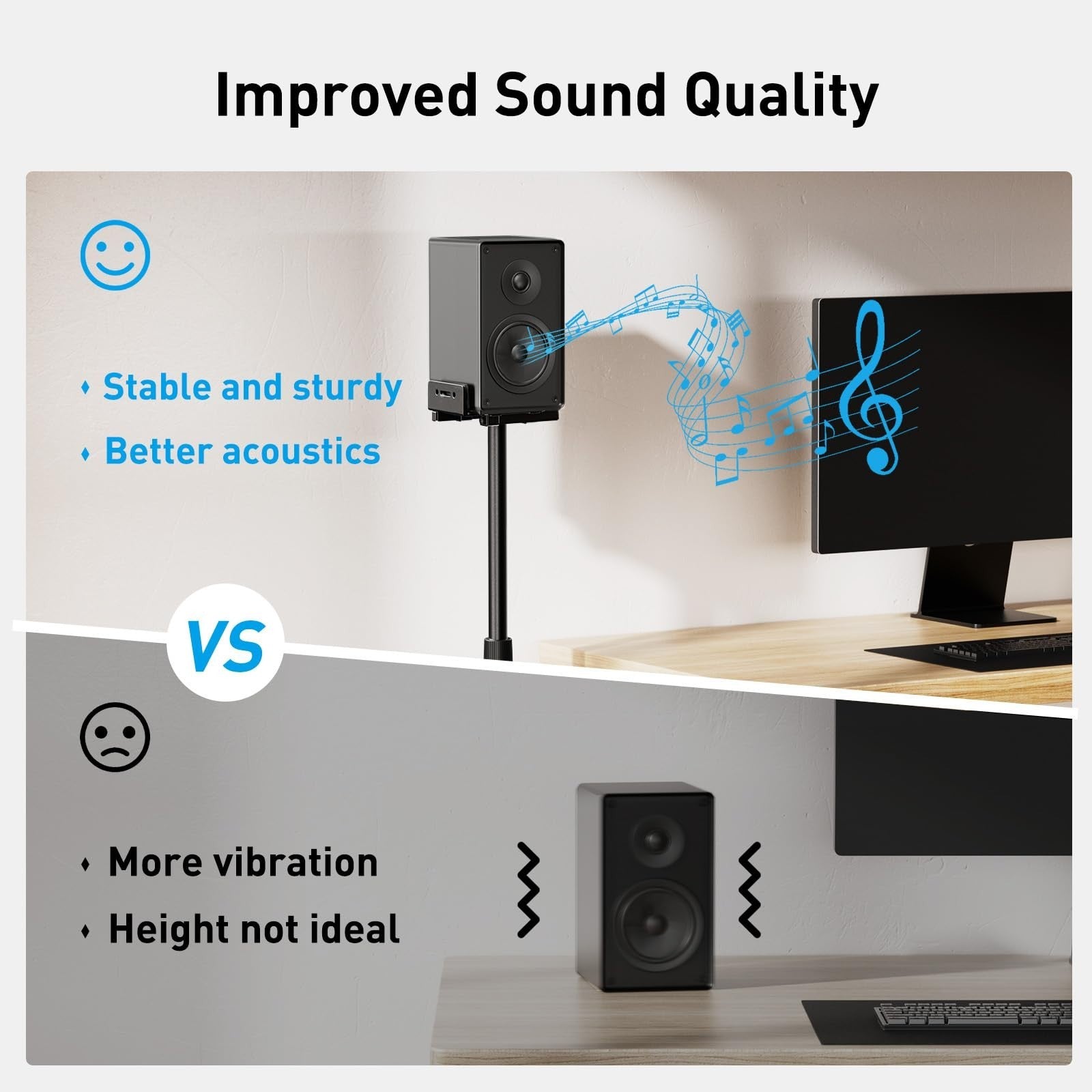Universal Adjustable Speaker Stands for Surround Sound   33.3” to 45.1”, Floor M6