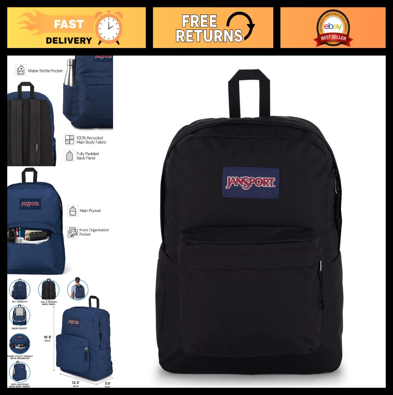 Durable Lightweight Backpack for School, Travel, and Outdoor Use   Multiple Colo0