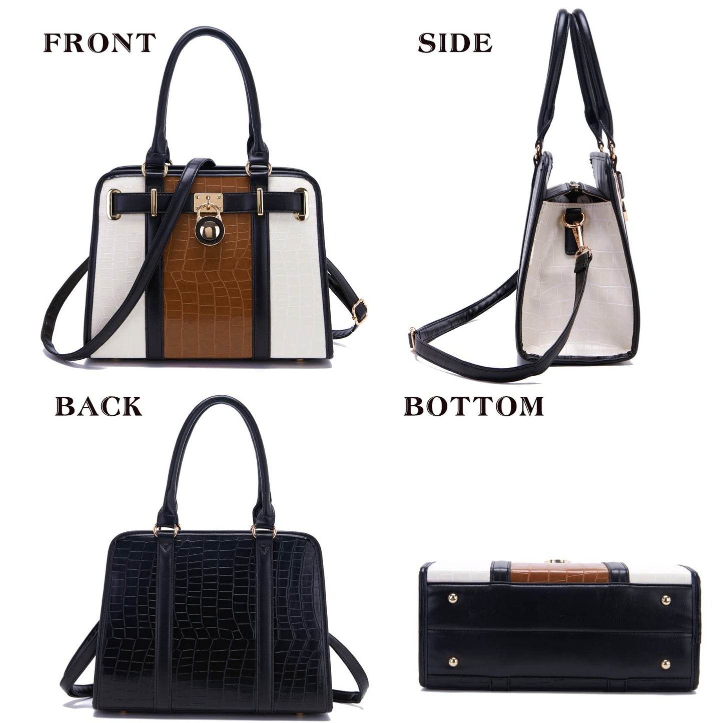 Stylish Women's Structured Satchel Tote Handbag Set with RFID Wallet - Chic Purs3