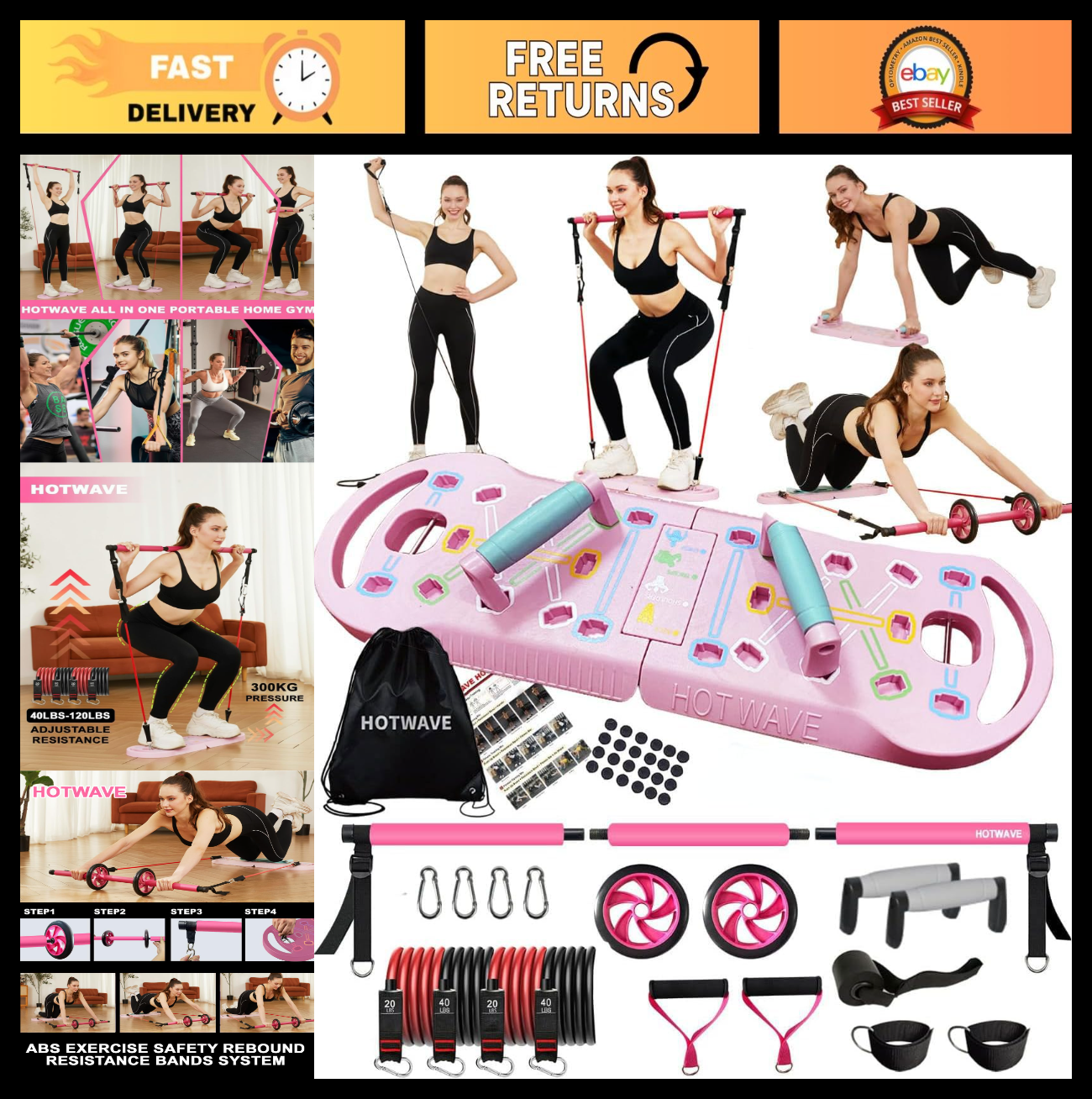 20 in 1 Portable Push Up Board & Bar | Foldable Multifunctional Strength Trainin0