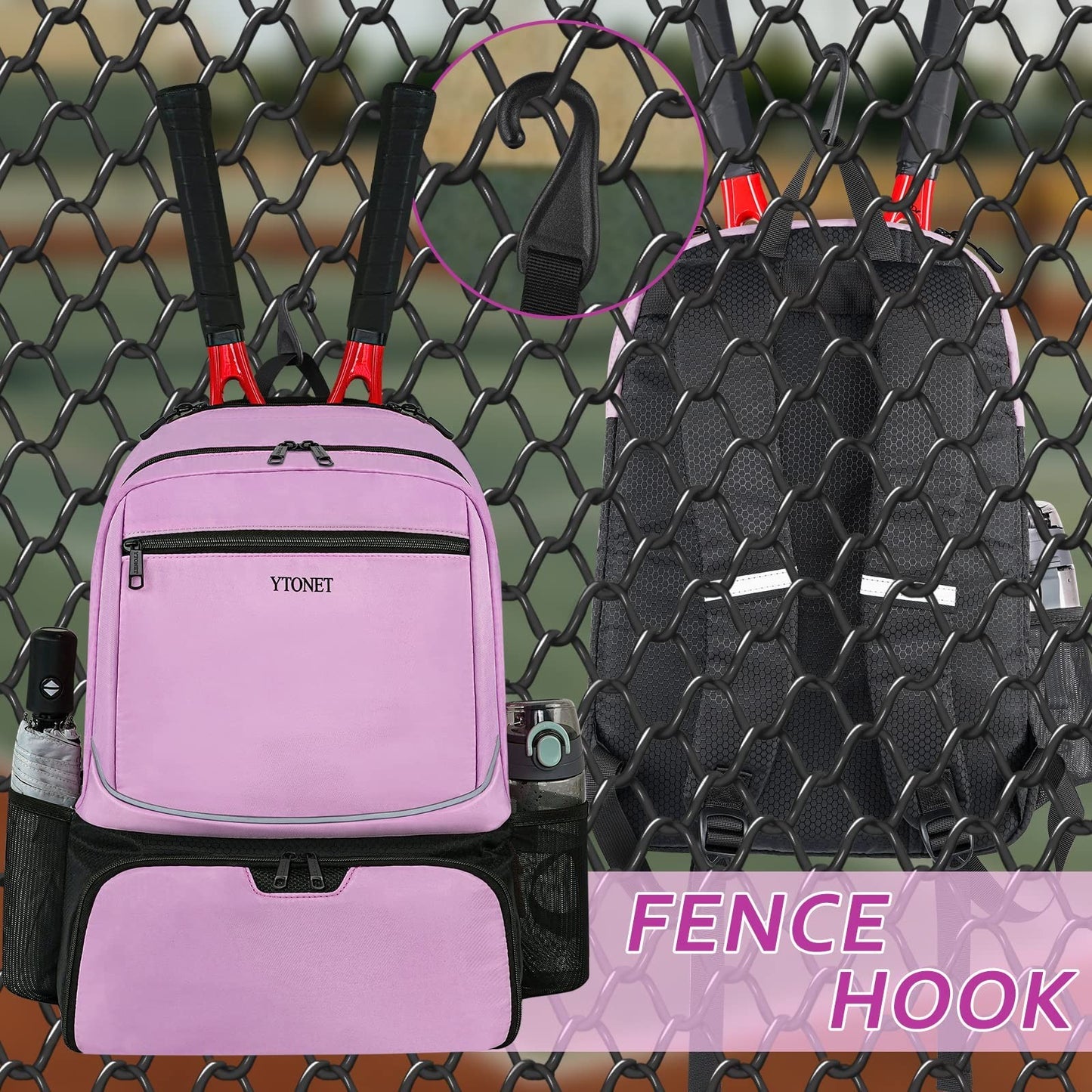 Tennis Backpack for Men & Women - Holds 2 Rackets, Insulated Pocket & Shoe Compa5