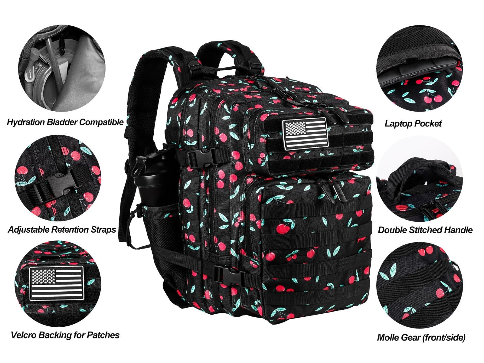 Tactical Military Backpack 25L/35L   Army Assault Pack Rucksack with Water Bottl3