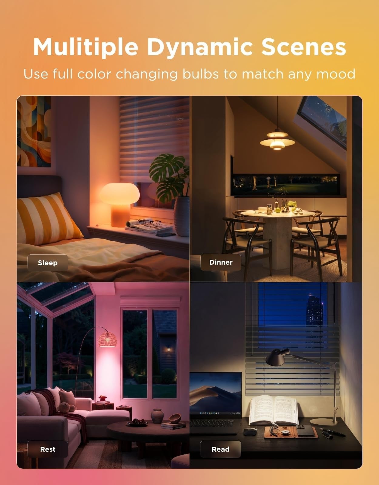 Smart LED Light Bulbs, 800 Lumen E26, RGBWW Color Changing, WiFi & Bluetooth, Mu5