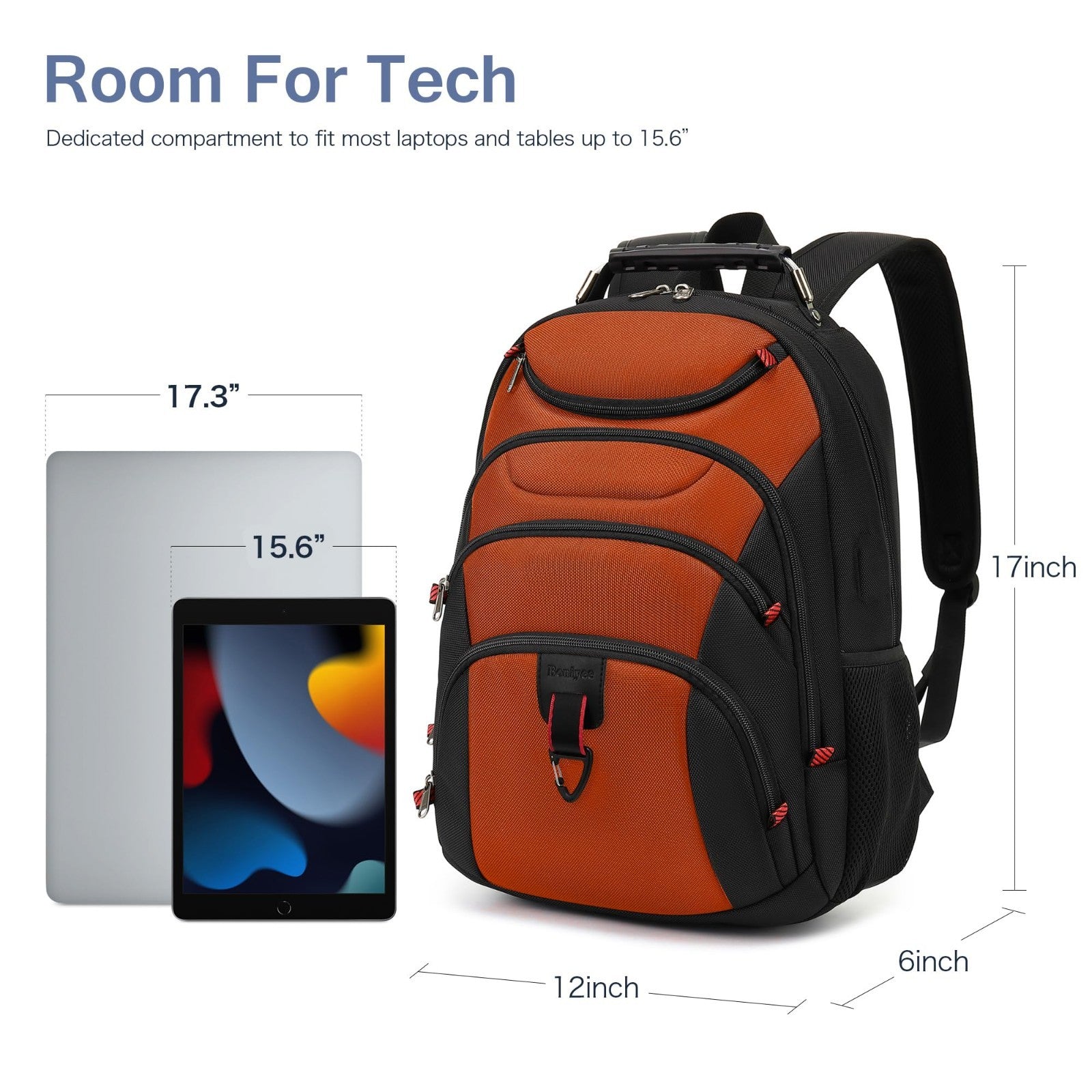 Waterproof 15.6" Laptop Backpack with USB Port, Anti Theft Travel Bag, Casual Bo4