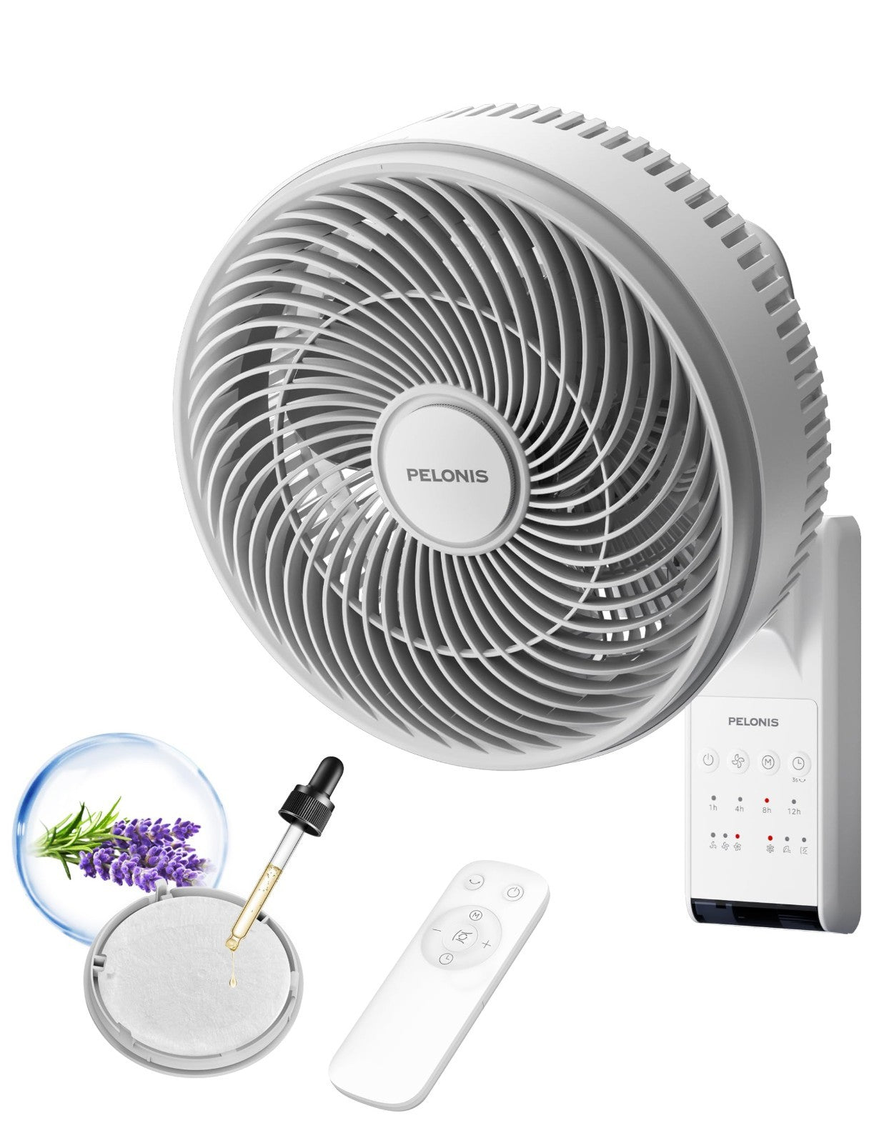 14" Wall Mount Fan with Remote Control, Oscillating, 3 Speeds, 90° Tilt, Quiet 31