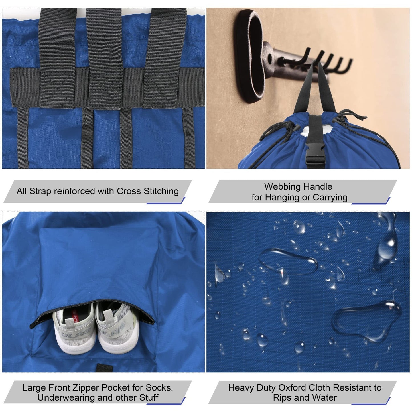 Extra Large Portable Laundry Backpack - Heavy-Duty Drawstring Bag for Travel, Co4