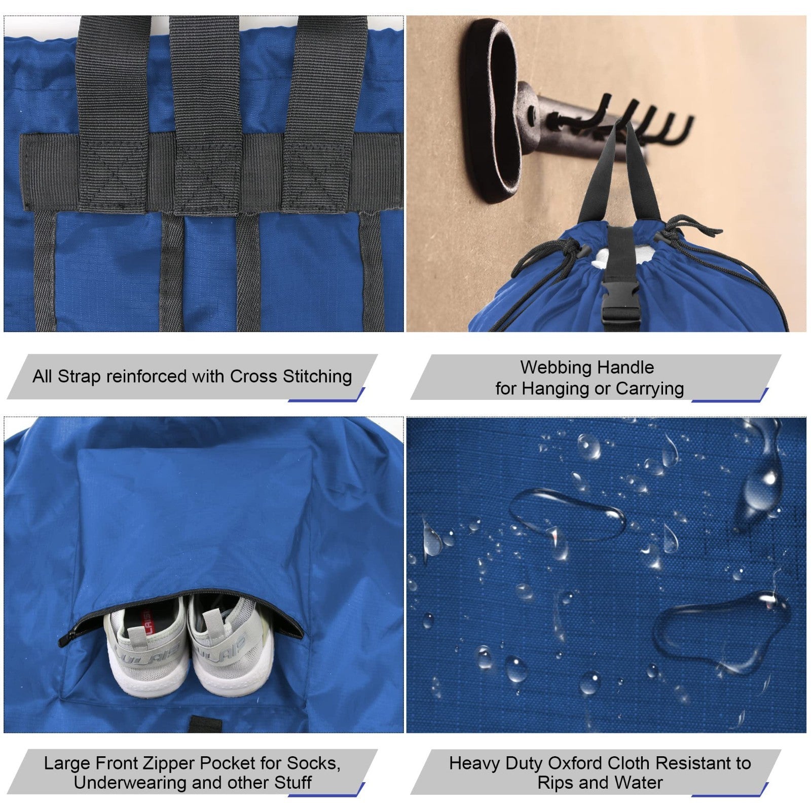 Extra Large Portable Laundry Backpack - Heavy-Duty Drawstring Bag for Travel, Co4