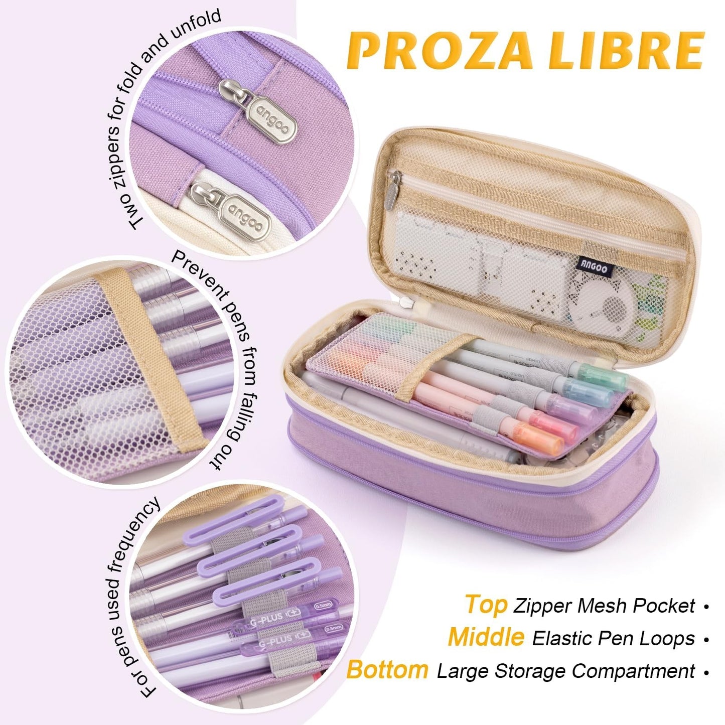 Large Capacity Pencil Case   Big Storage Bag for Office, College, School   Organ4