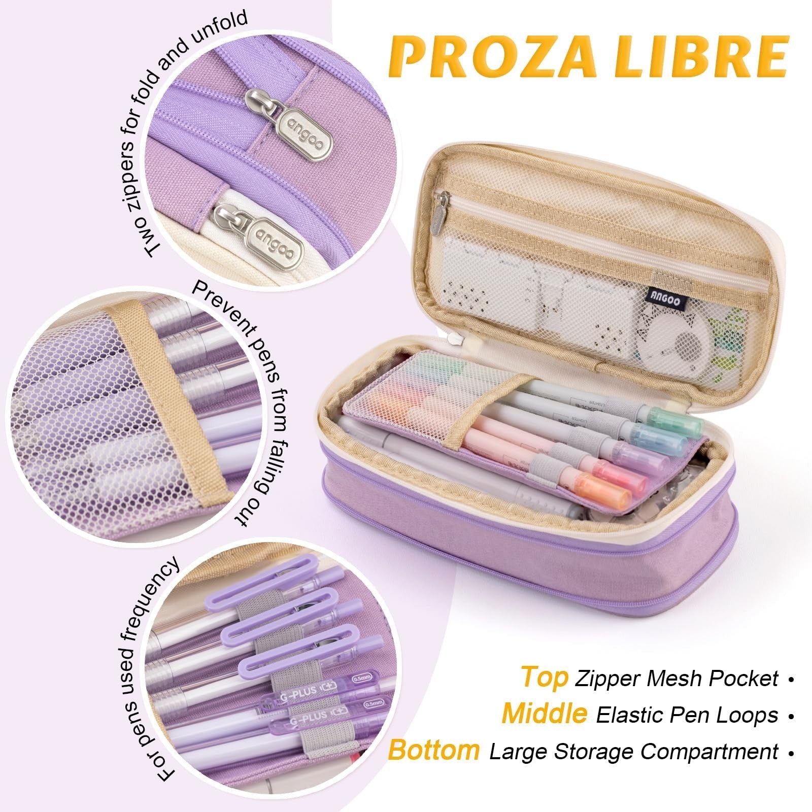 Large Capacity Pencil Case   Big Storage Bag for Office, College, School   Organ4