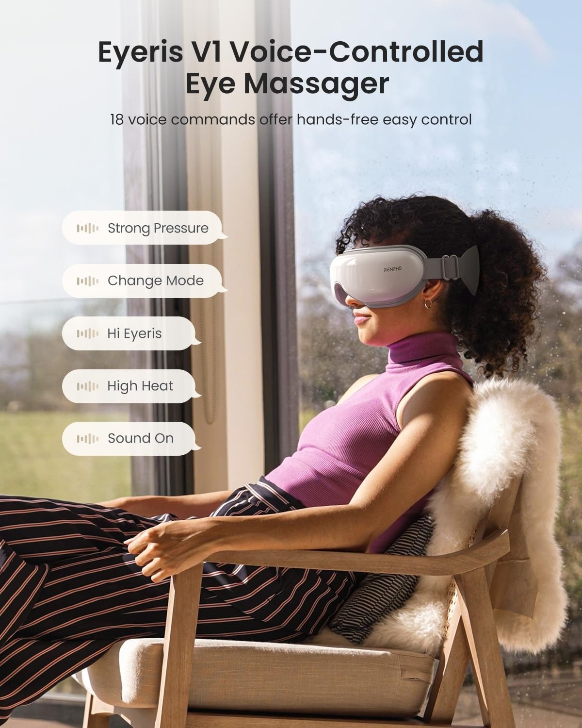 Heated Eye Massager with Voice Control | Vibration Relief for Tension, Strain &1