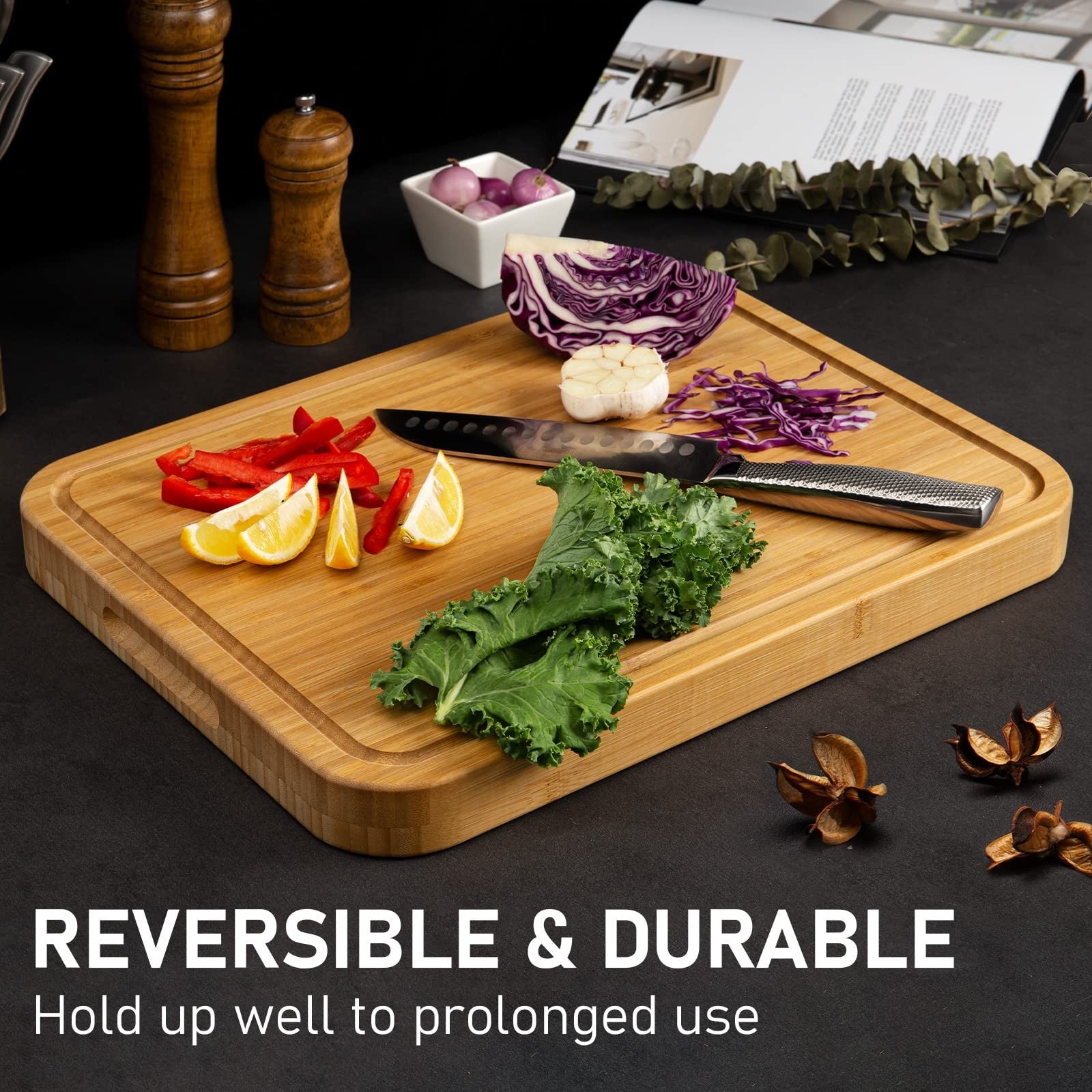 Heavy Duty Bamboo Carving Board for Thanksgiving - Meat Cutting Board with Juice2