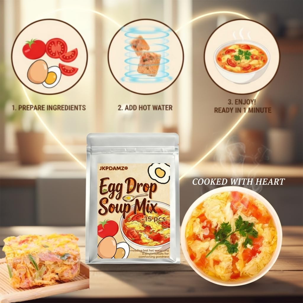 Instant Egg Drop Soup Mix - Freeze-Dried Tomato, 15 Packets - Quick & Easy Meal!5