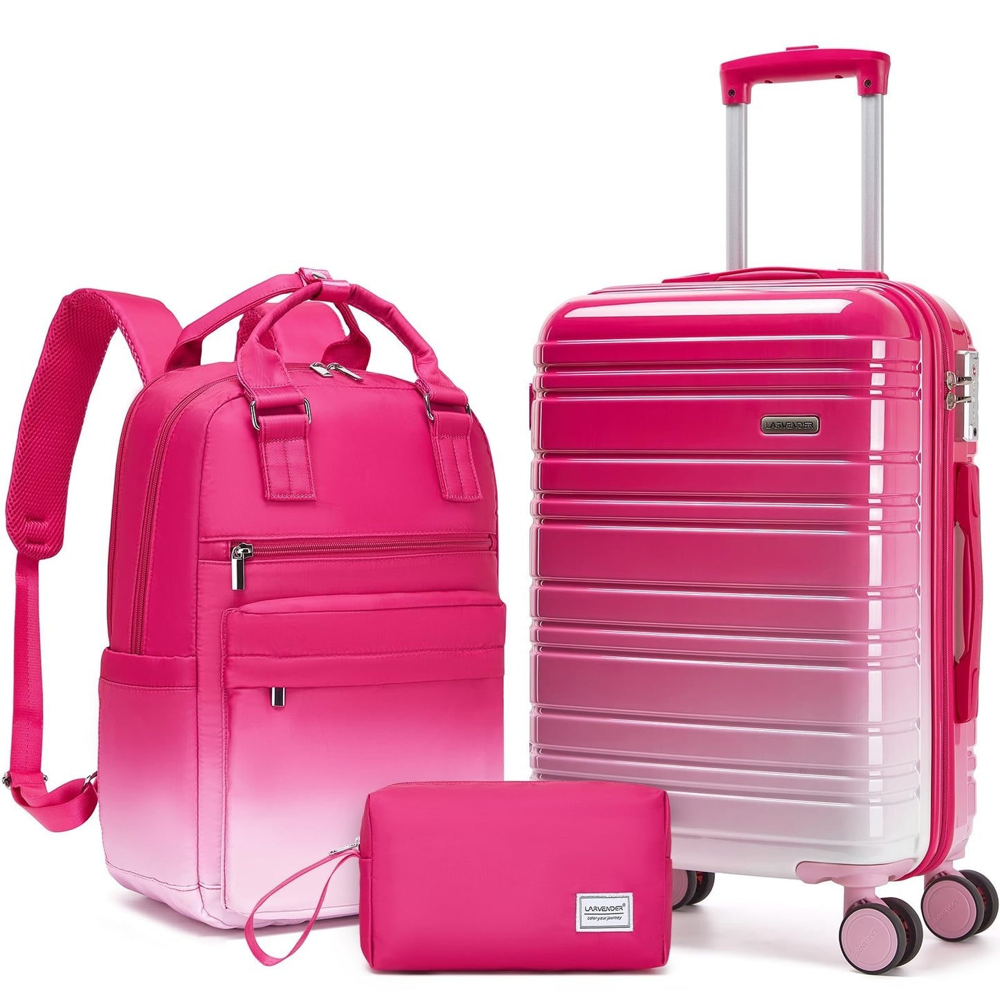 3-Piece Carry-On Luggage Set, 20" Hardshell Suitcases, TSA Lock, Smooth Wheels,1