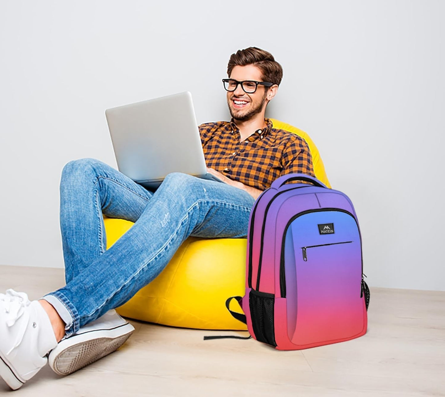 Colorful Slim Laptop Backpack for 15.6" Computers, Stylish Travel Bag, Durable D5