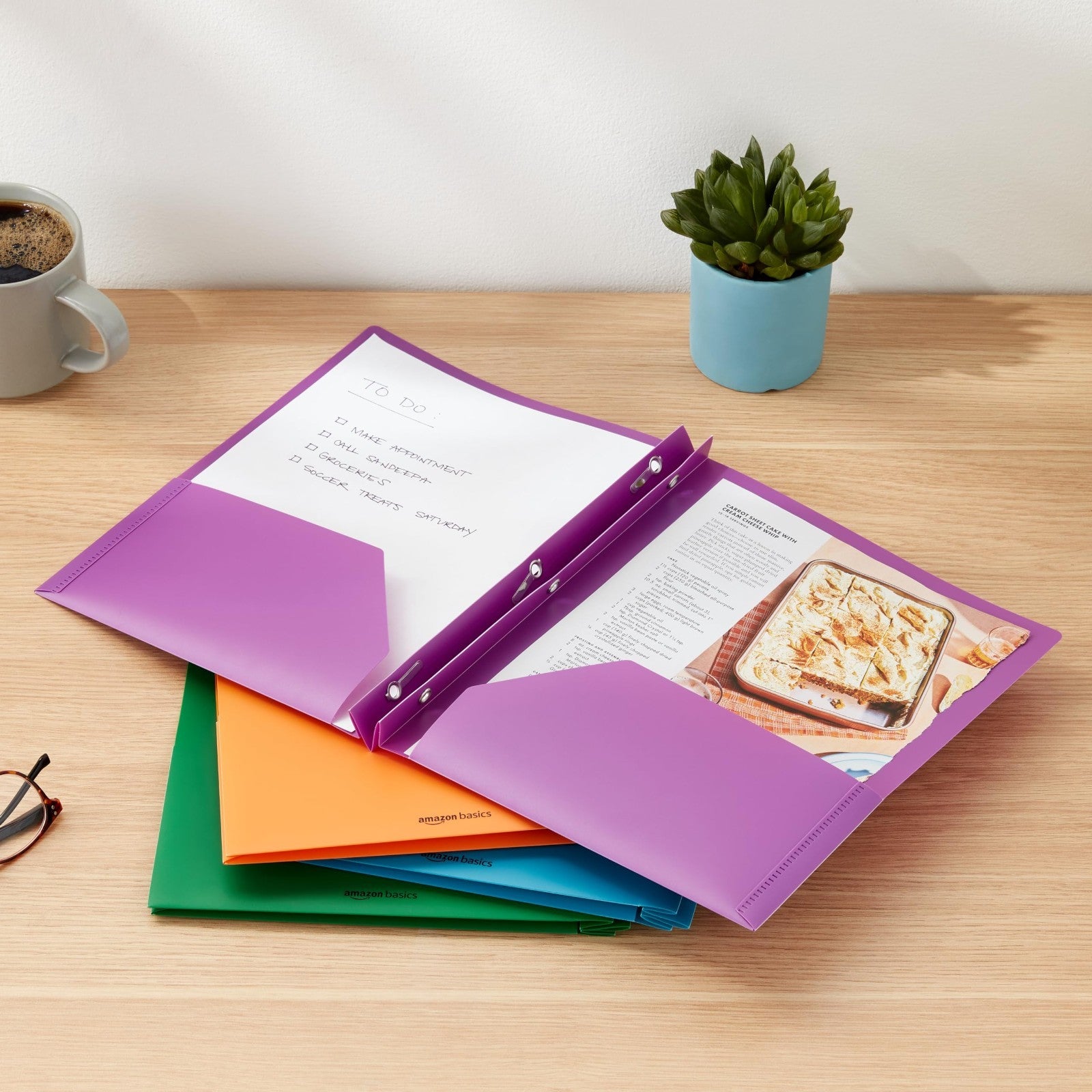 Heavy Duty Plastic Folders with 2 Pockets for Documents, Letter Size, 24 Pack, A2