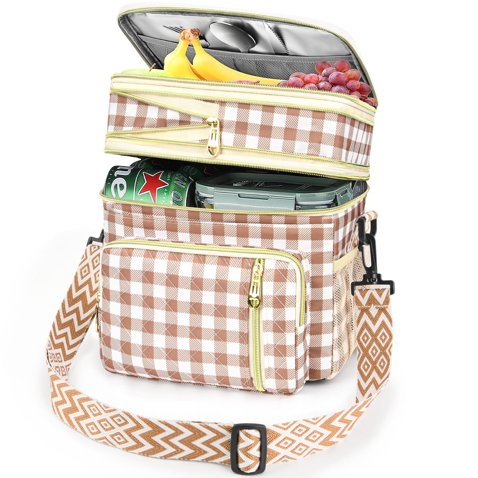Insulated Lunch Bag for Women - 16L Expandable Leakproof Cooler with Adjustable0