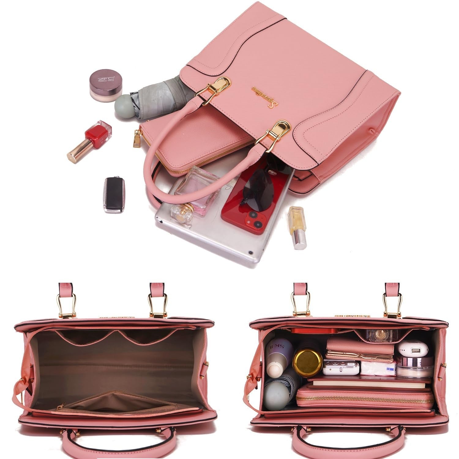 Stylish 3pcs Women's Shoulder Handbags Set - Satchel, Wallet & Purse Combo4