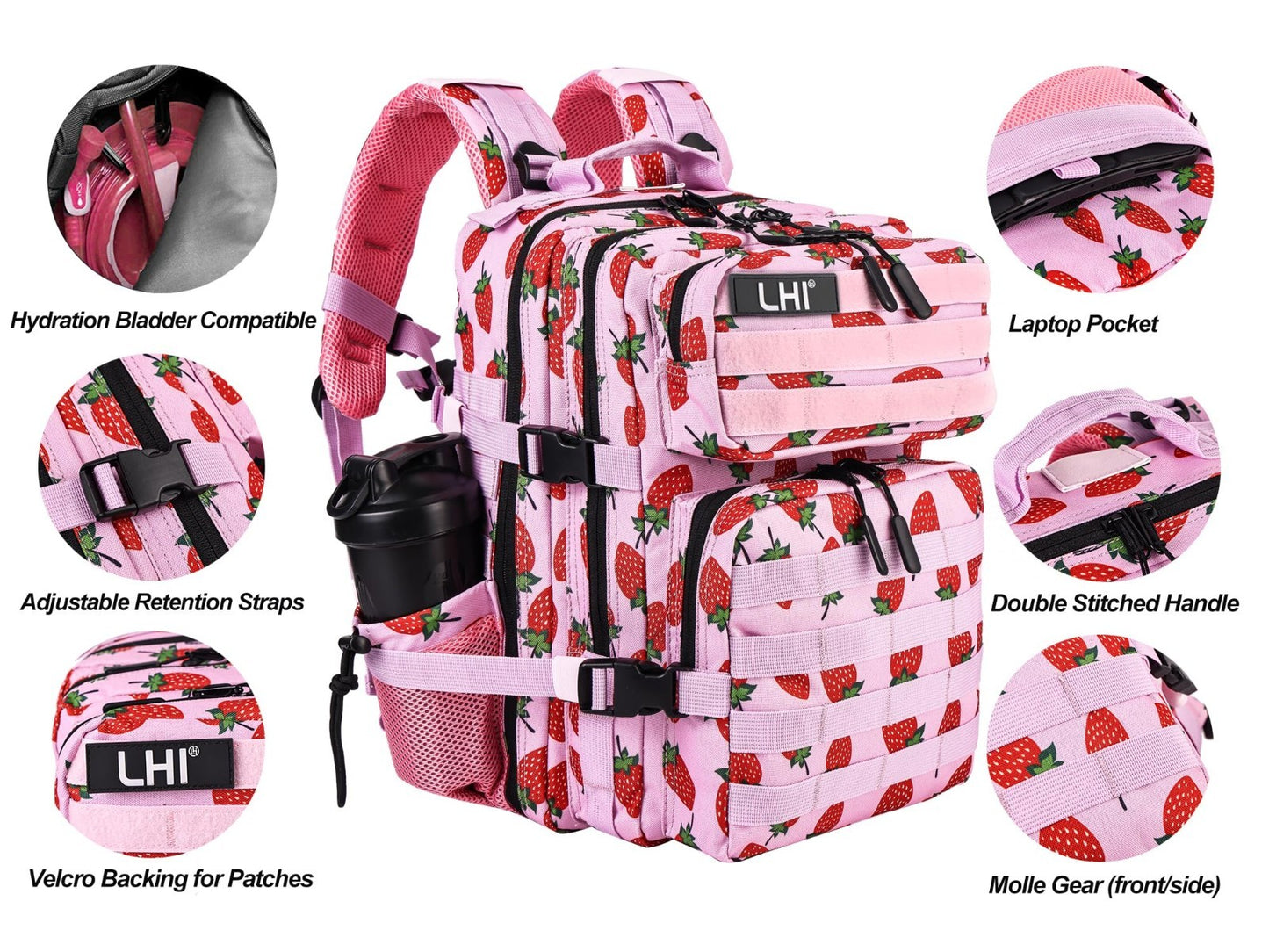 Tactical Military Backpack 25L/35L, Army Assault Pack, Small Rucksack with Bottl4