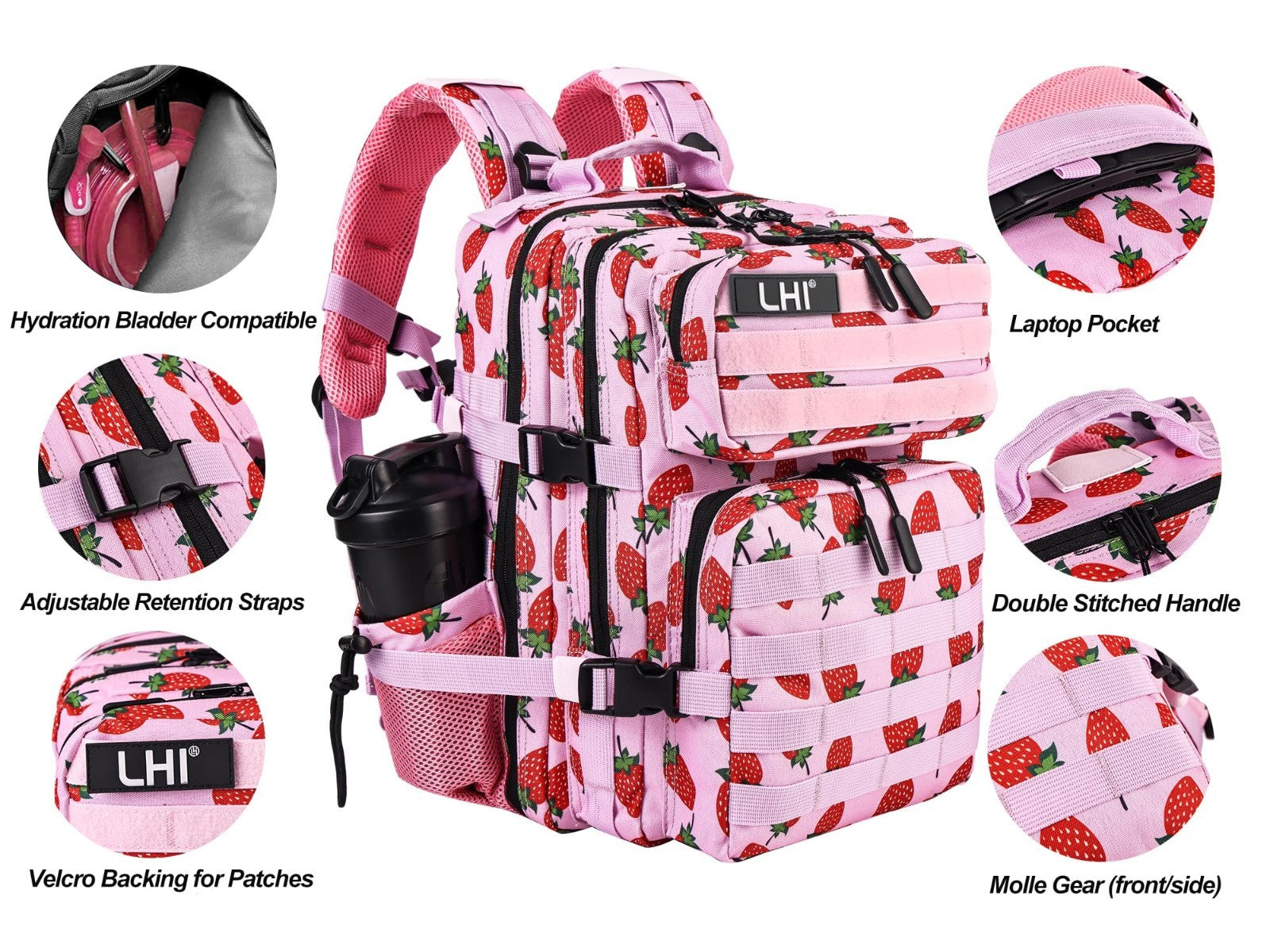 Tactical Military Backpack 25L/35L, Army Assault Pack, Small Rucksack with Bottl4