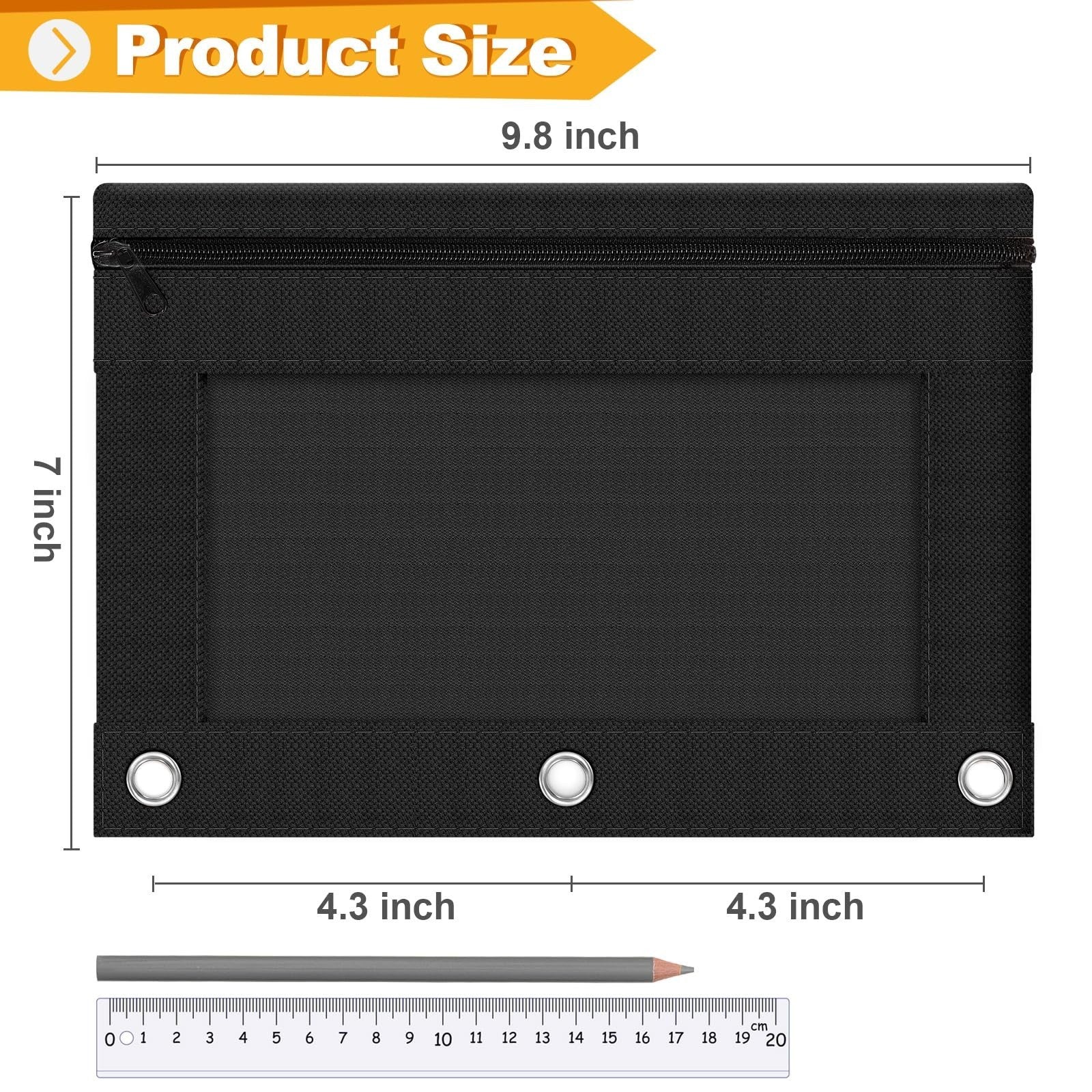 Bulk 24-Pack Zipper Pencil Pouches with Clear Window - 3 Ring Binder Cases for S2