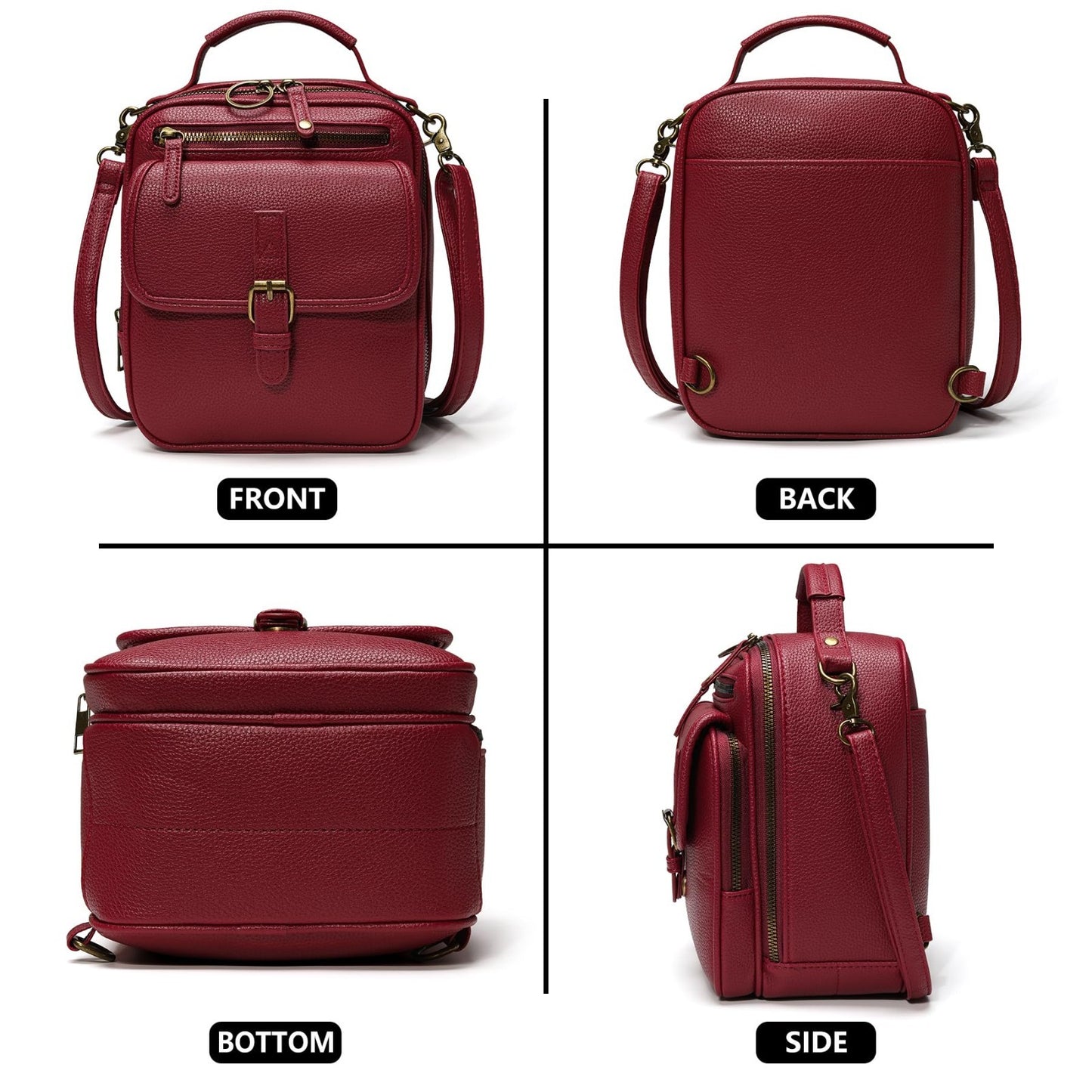 Vegan Leather Crossbody Bags for Women - Vintage Anti-Theft Messenger Purses wit10